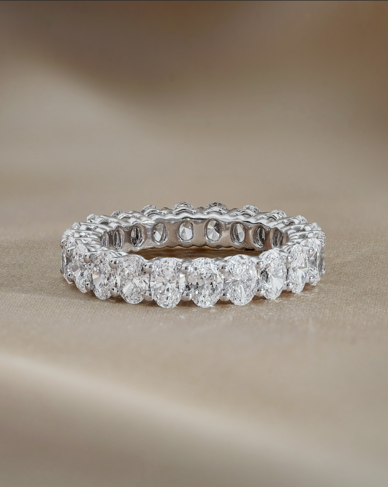 15 Pointer Oval Cut Diamond Full Eternity Ring