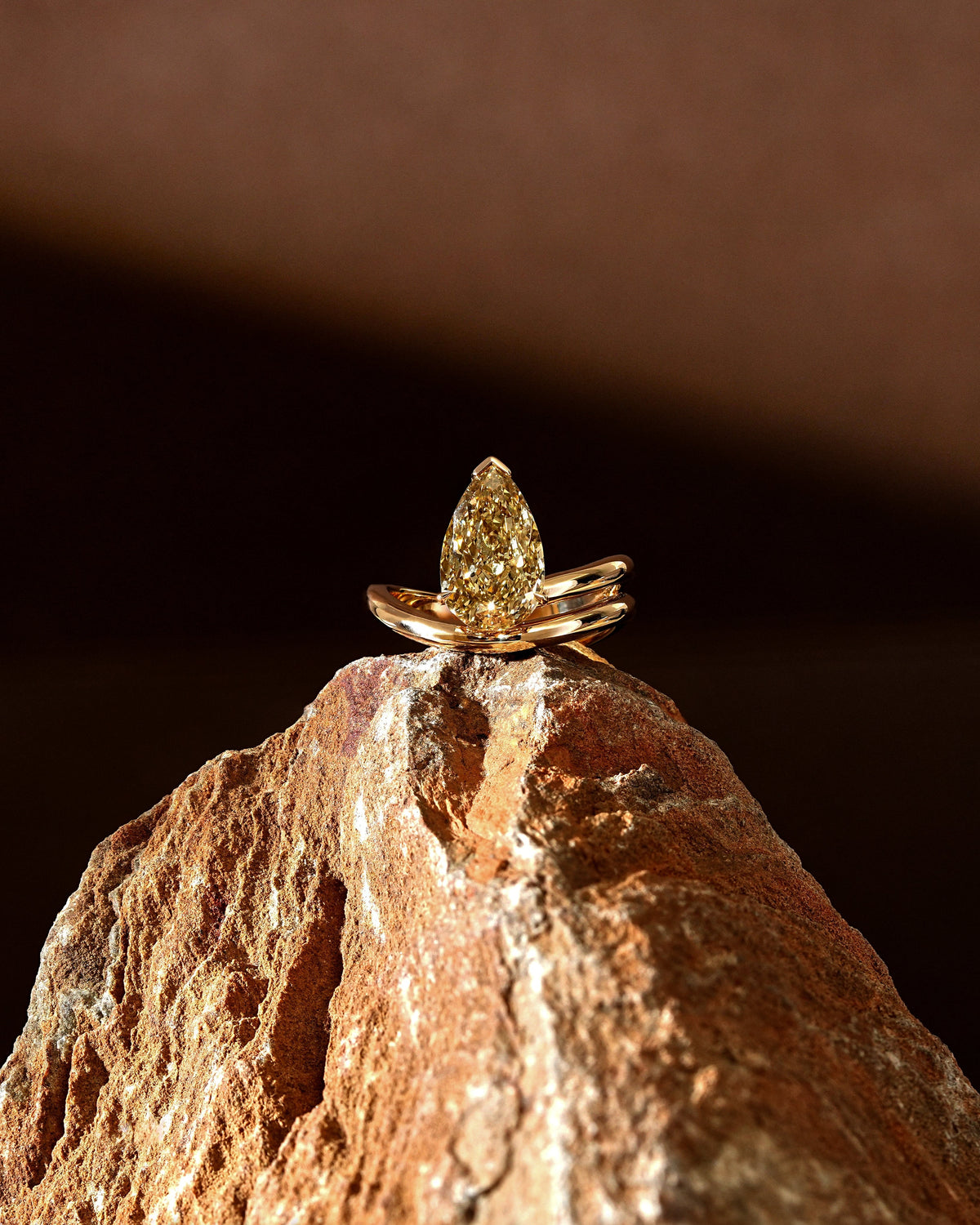 The Reserve 3 Carat Cognac Pear Cut Diamond Spiral Ring
