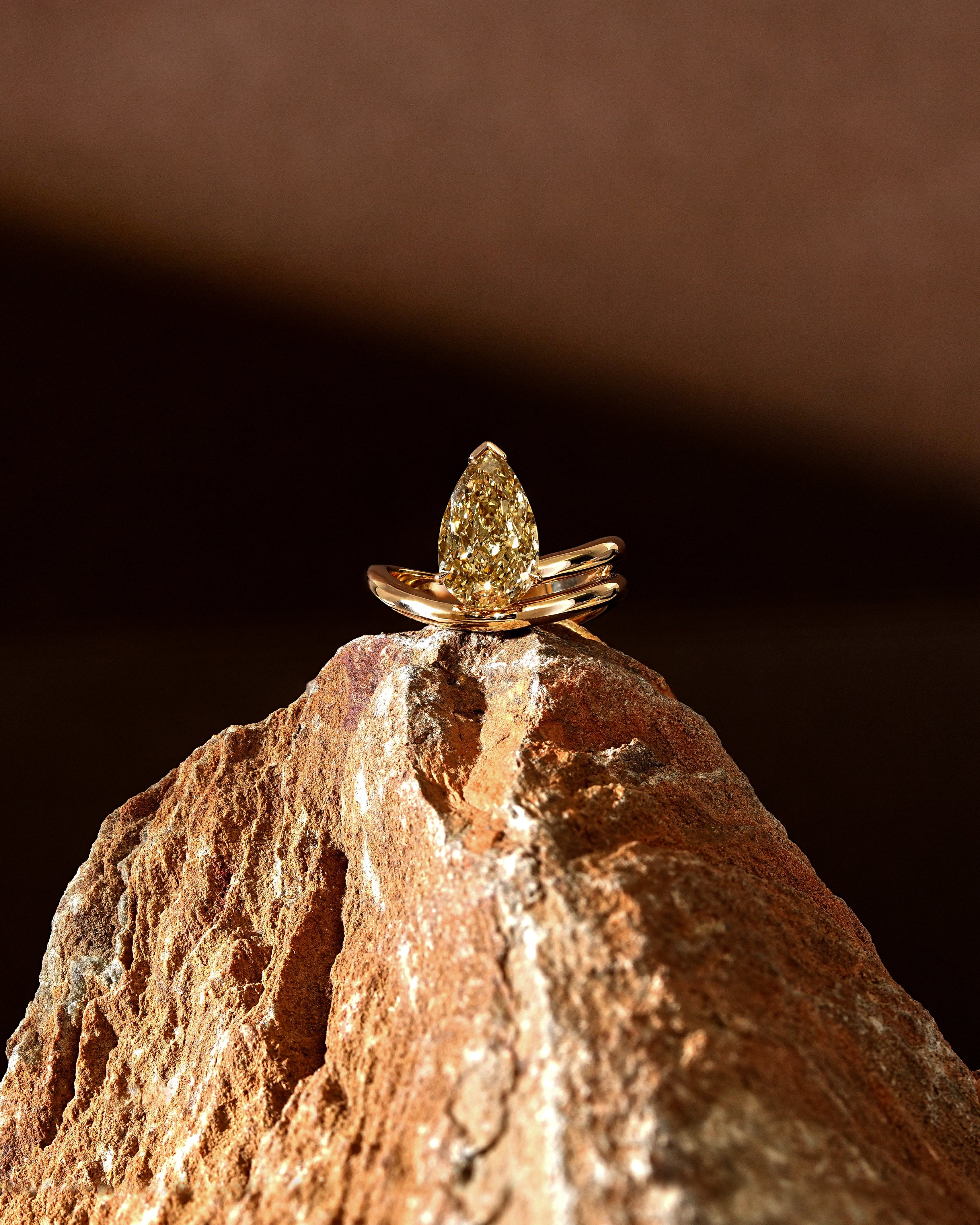 The Reserve 3 Carat Cognac Pear Cut Diamond Spiral Ring