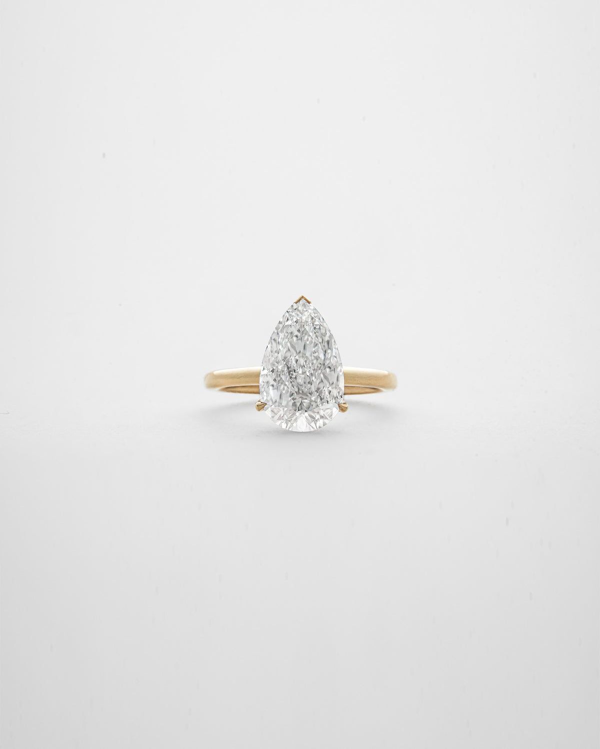 3 carats Pear Cut Diamond with Plain Band Solitaire Ring