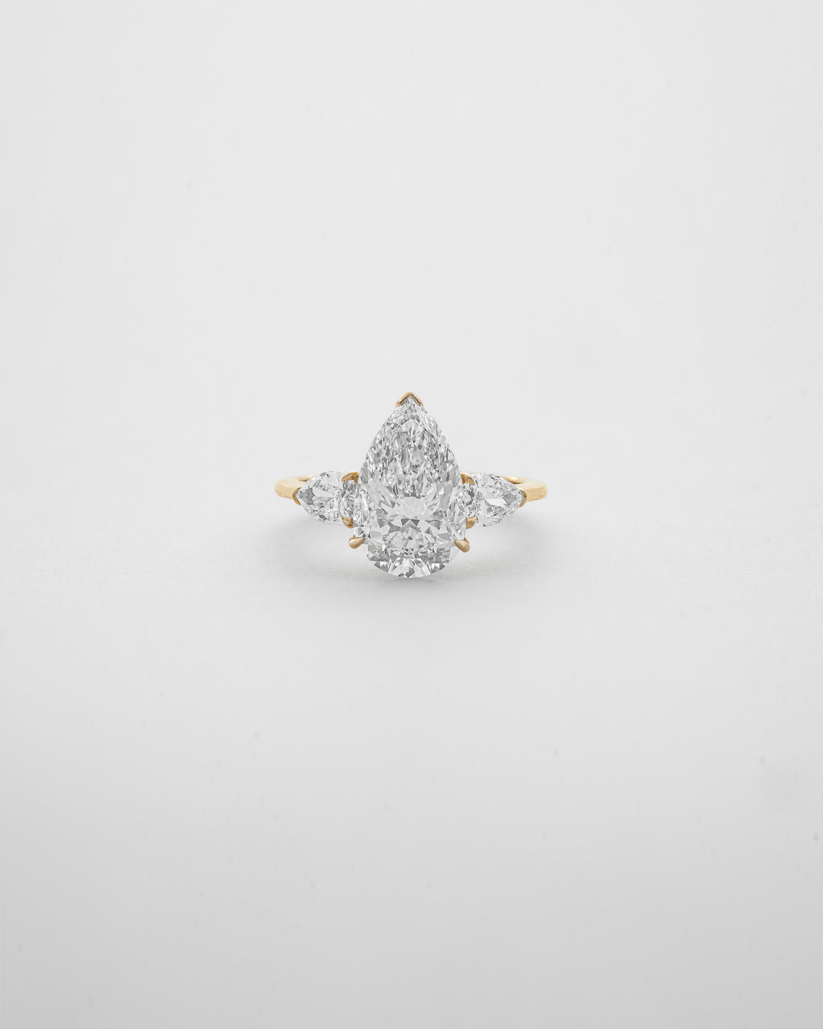3 Carats Pear Cut Diamond Three-Stone Ring (14K Gold)