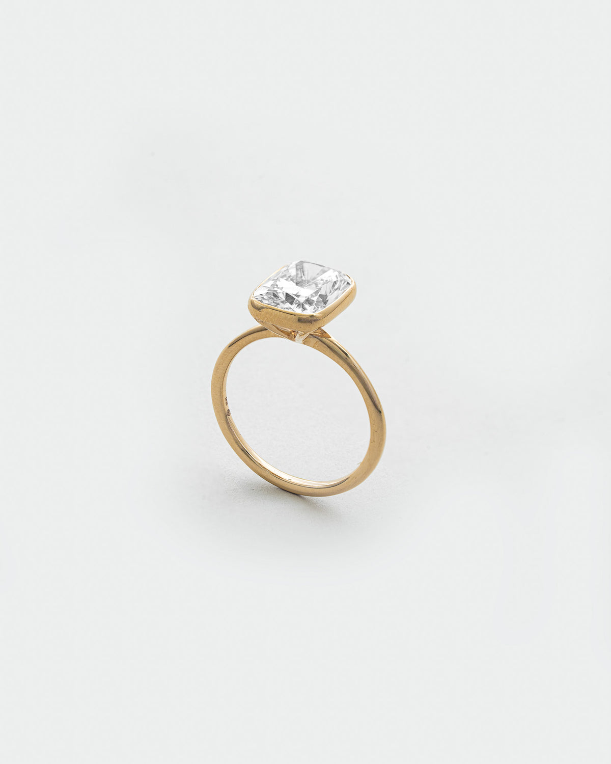 3 carats Cushion Cut Diamond with Bezel Solitaire Ring