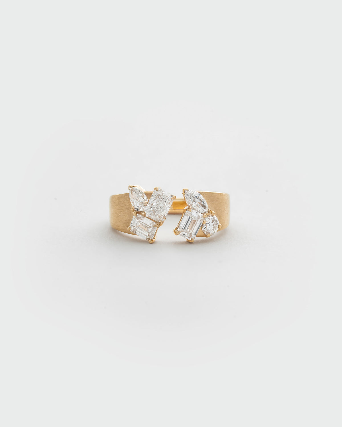 30 Pointer Emerald cut and Mixed Fancy cut Diamond Mirage Balance Cuff Cigar Ring