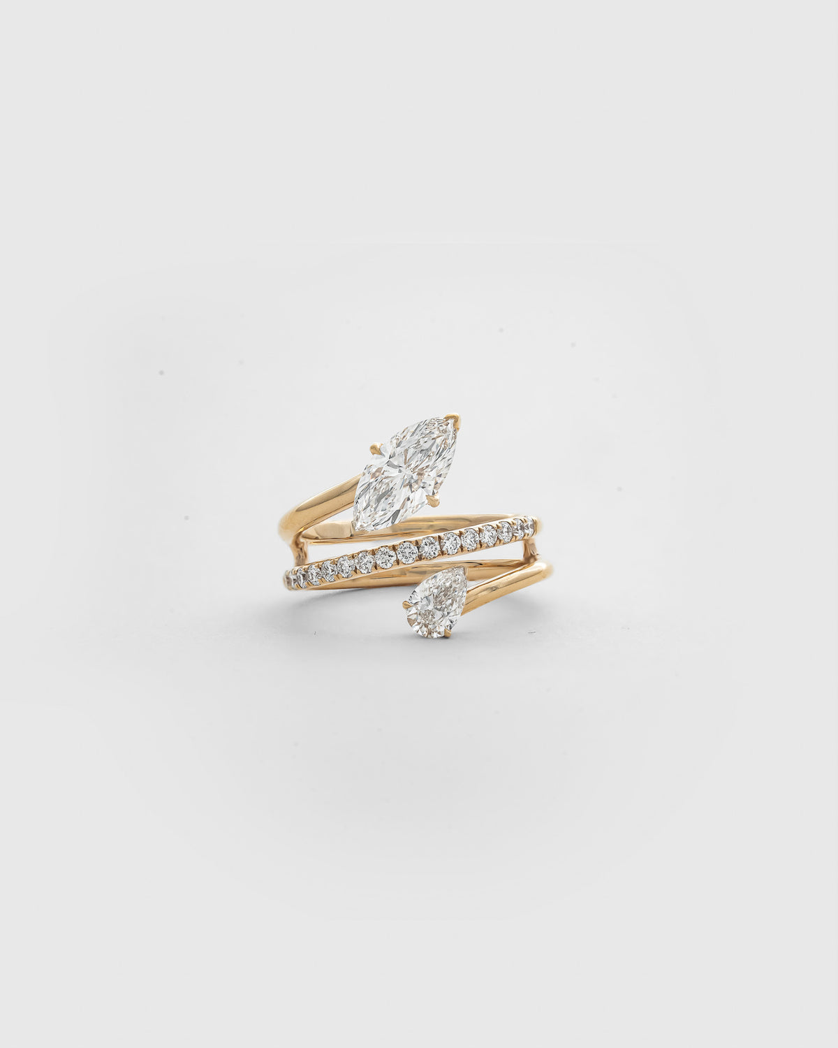 SD Signature 1 carats Marquise and 30 Pointer Pear cut Diamond Twisted Pavé Ring
