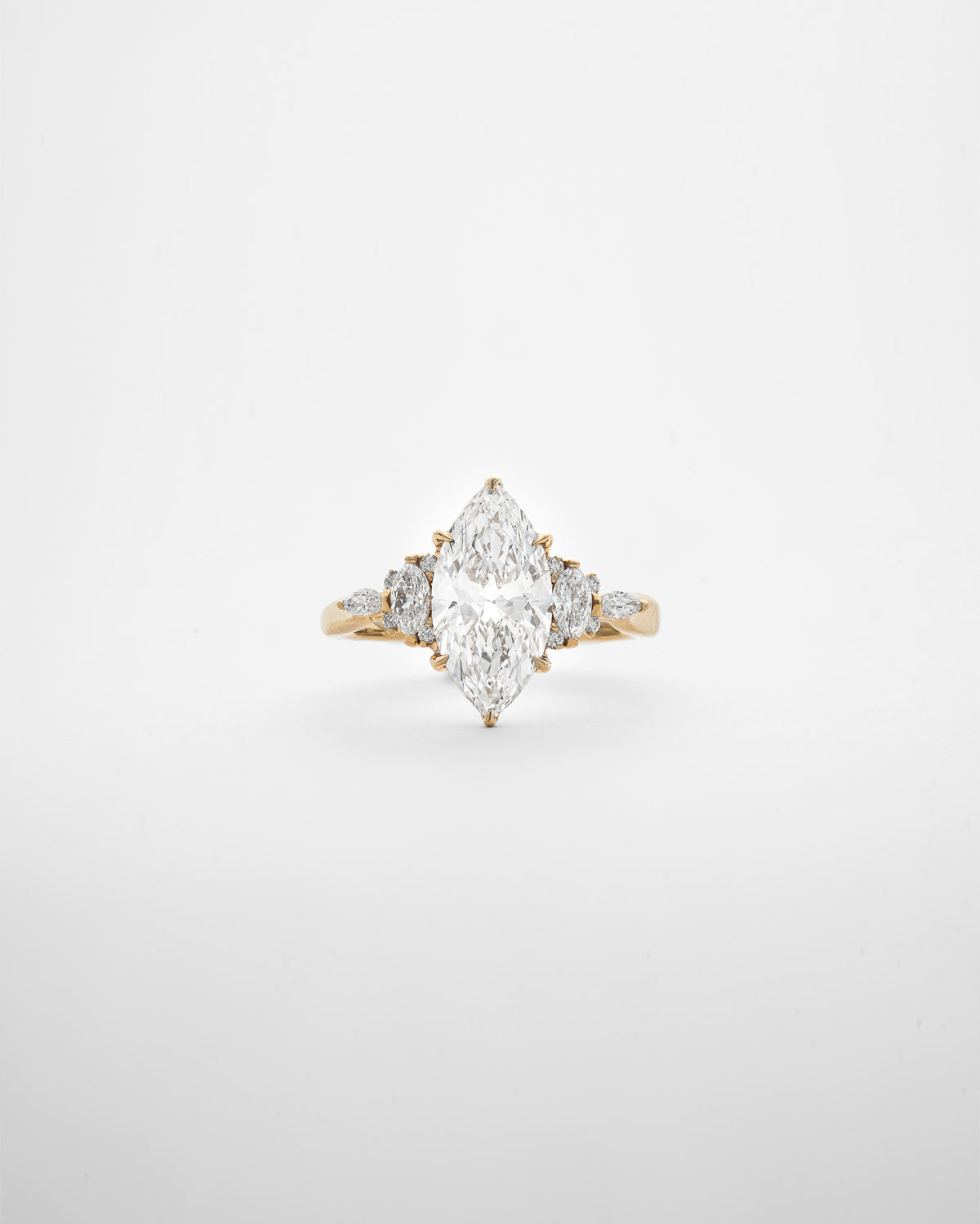 2 carats Marquise Cut Diamond with Side Stone Solitaire Ring