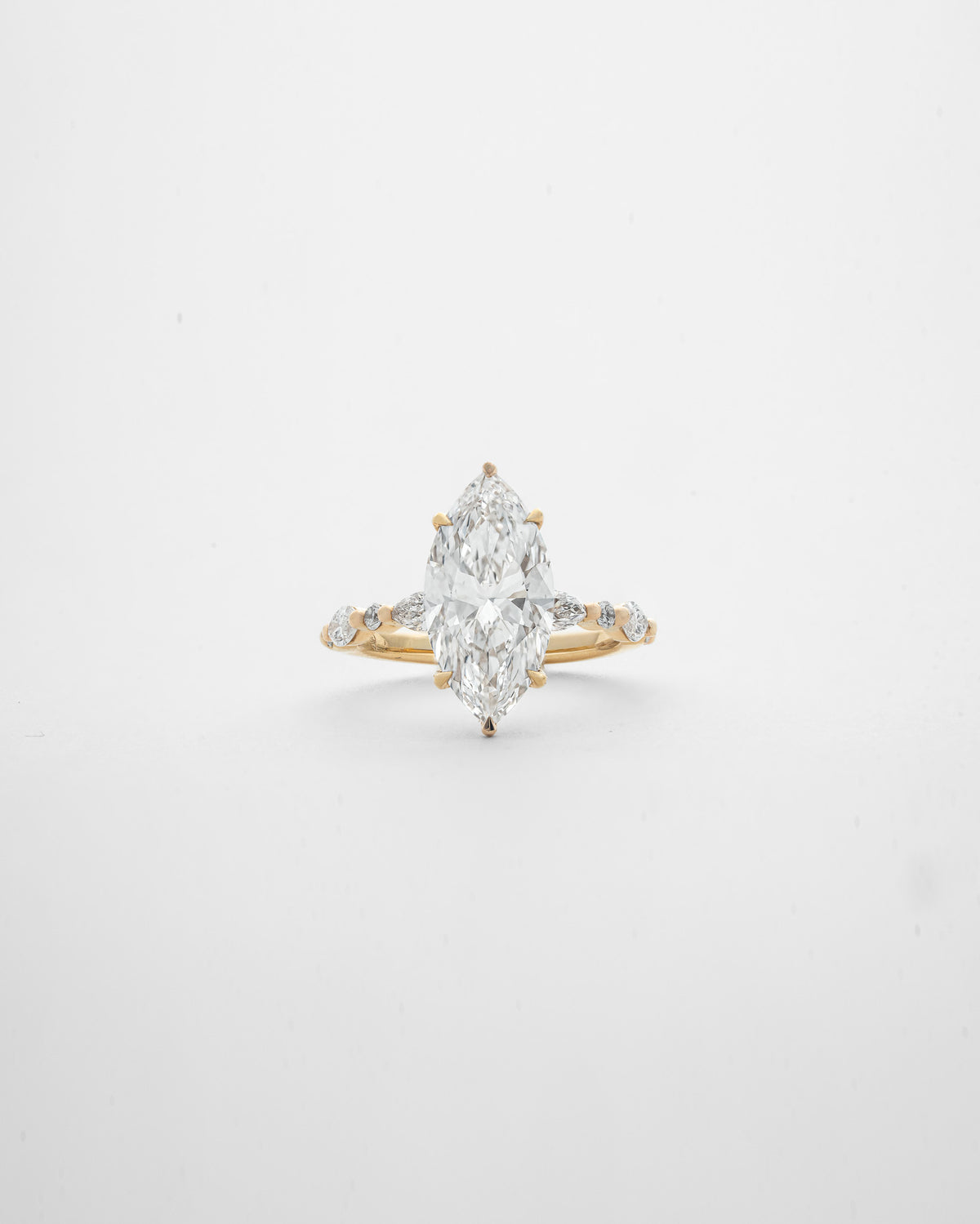 3 carats Marquise Cut Diamond with Round & Marquise Accent Solitaire Ring