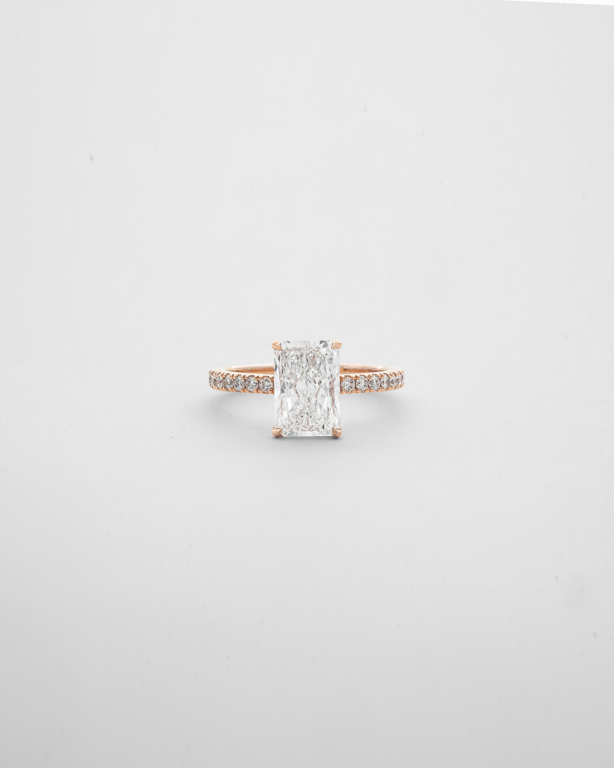 2 carats Radiant Cut Diamond with Micro Pave Solitaire Ring