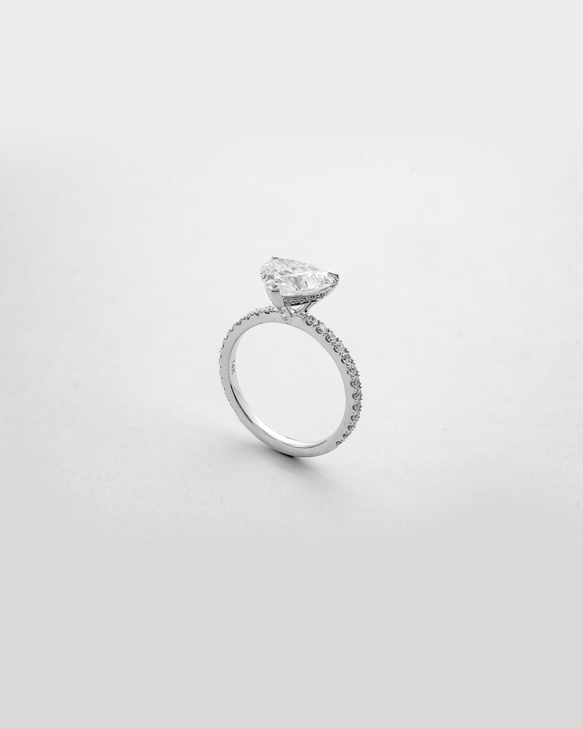 2 carats Heart Cut Diamond with Micro Pave Solitaire Ring