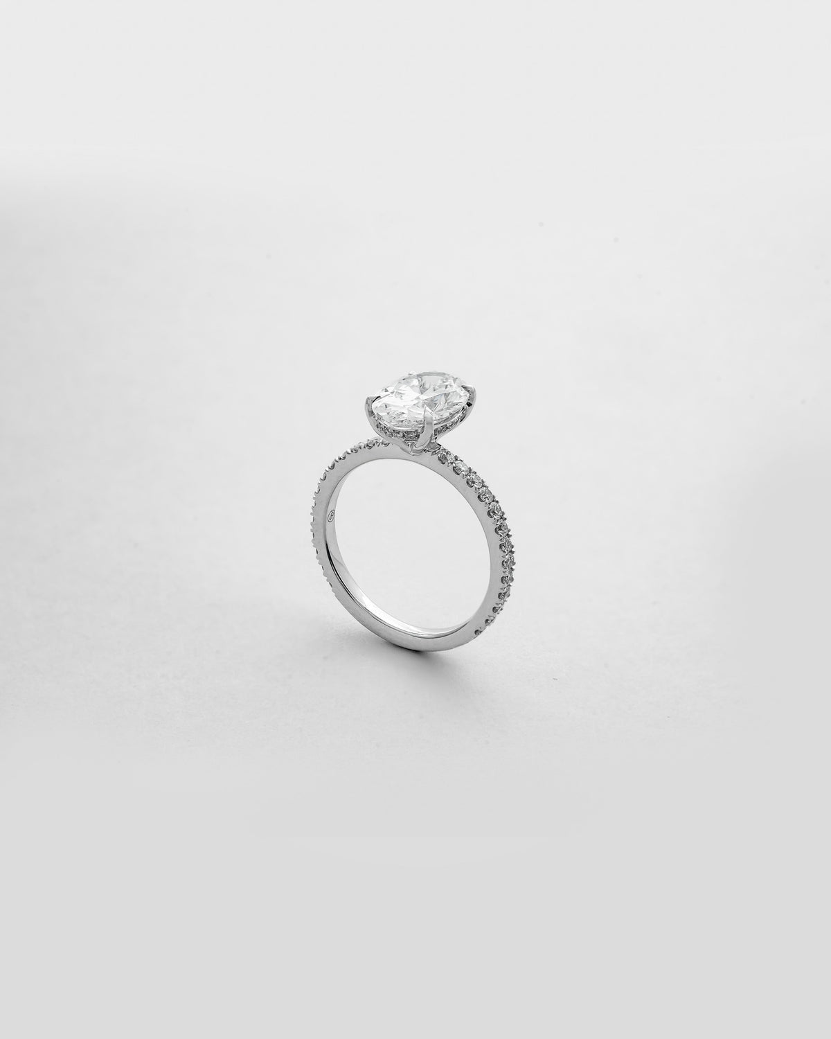2 carats Oval Cut Diamond with Micro Pave Solitaire Ring