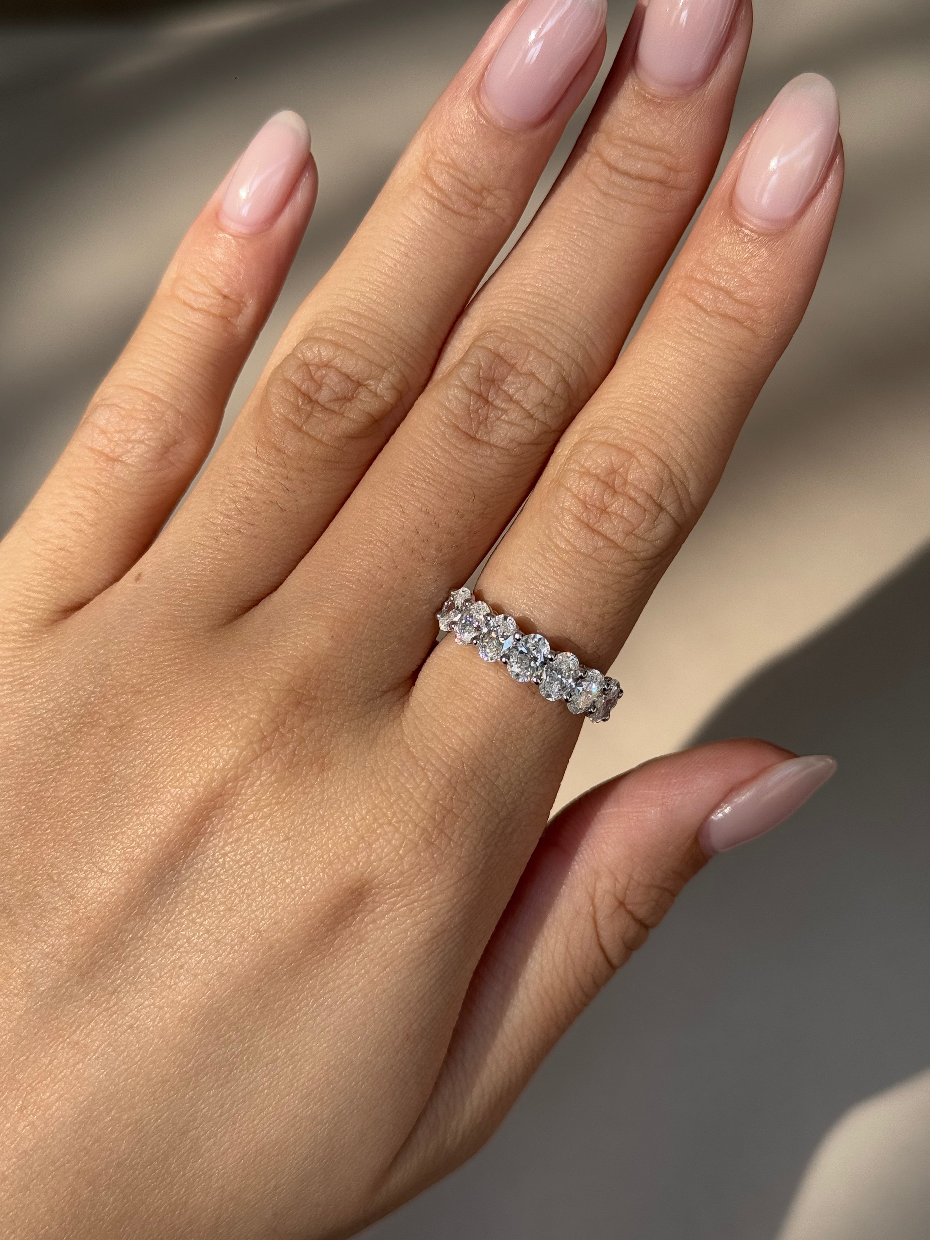 30 pointer Oval Cut Diamond Half Eternity Ring