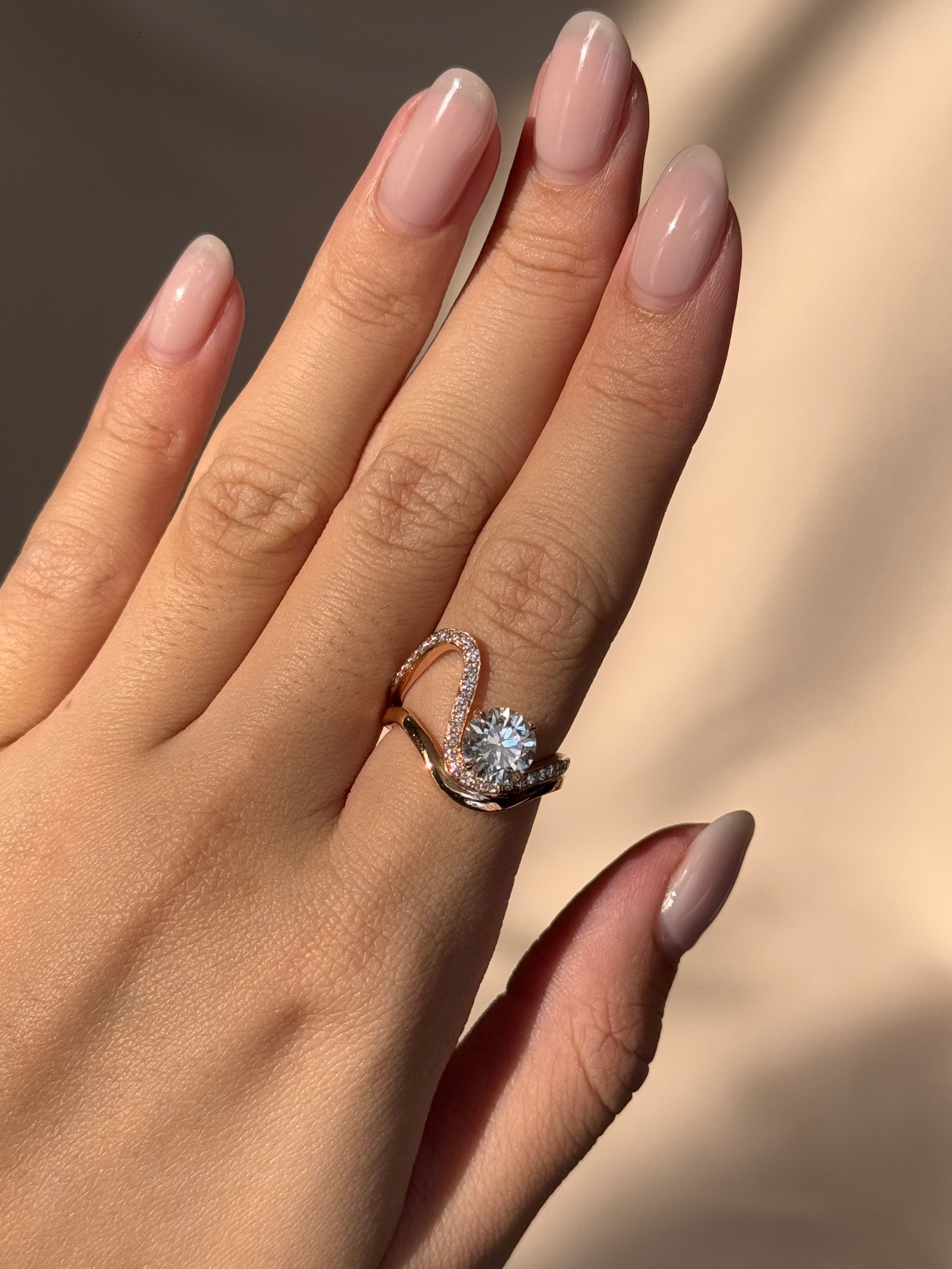 GAIA Round Cut Diamond Greek Goddess Ring