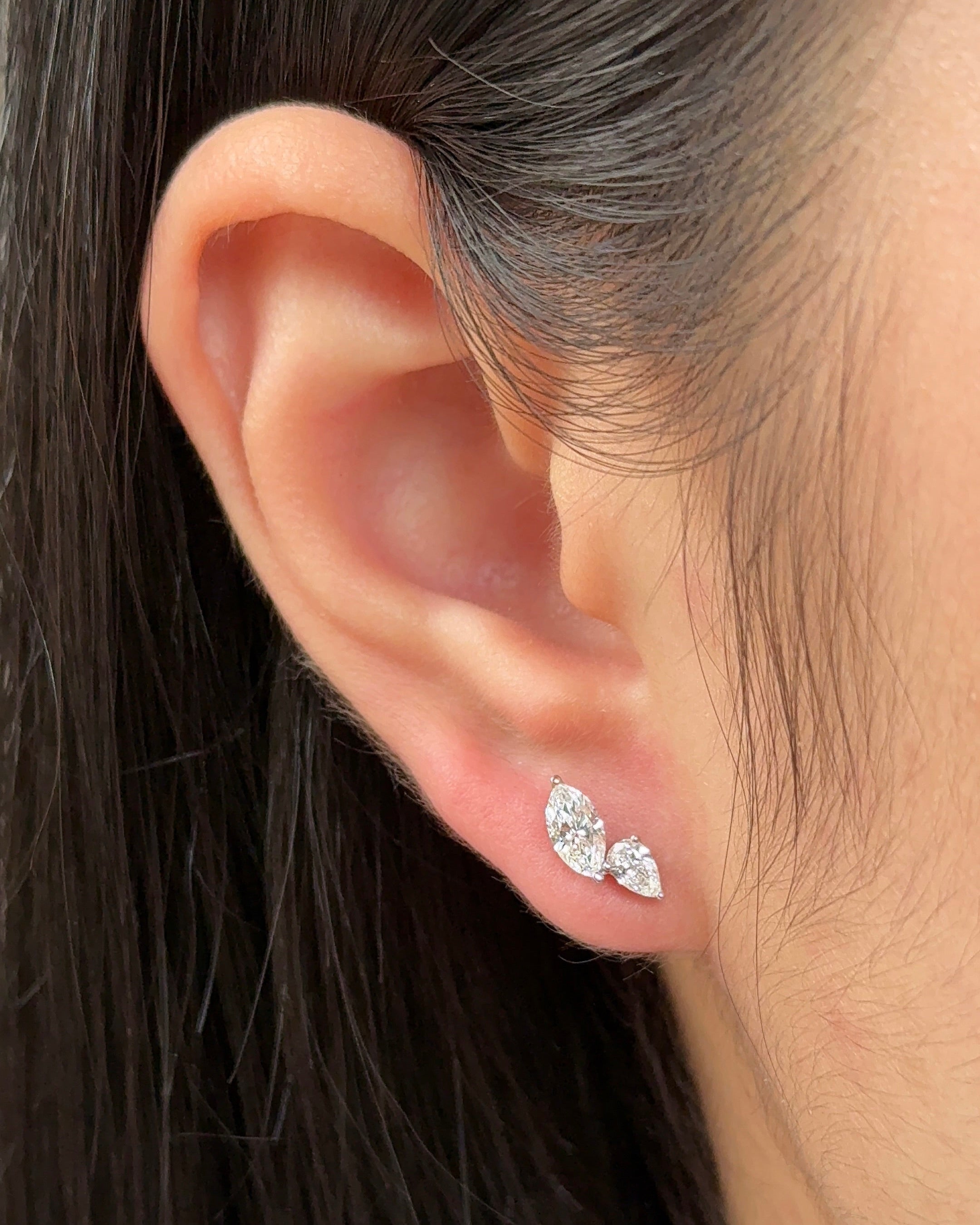 Pear cut and Mixed Fancy Diamond Climber Earrings