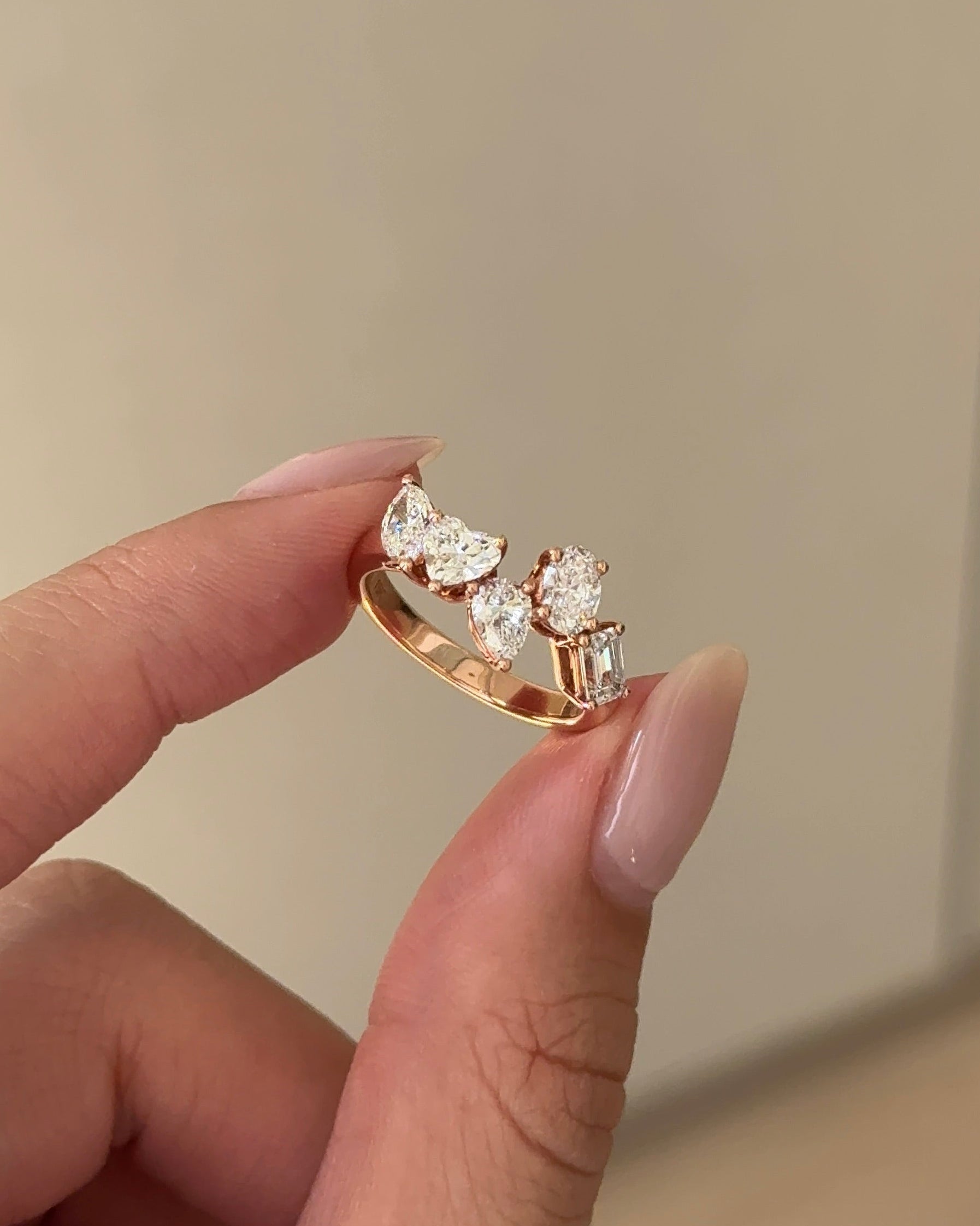 Celeste 30 Pointer Mixed Fancy Cut Diamond with Prong Five Stone Ring