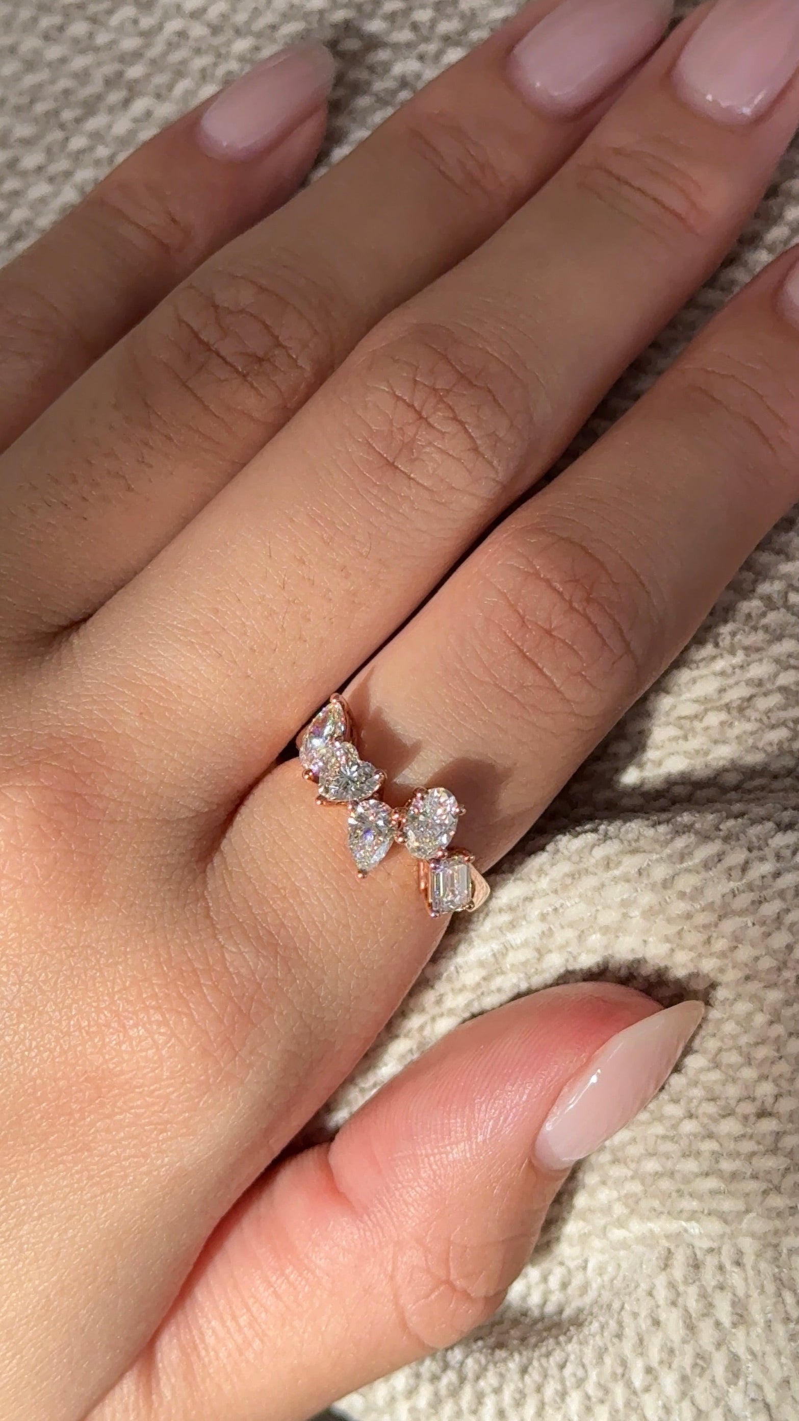 5 Stones Mixed Fancy Cut Diamond Ring