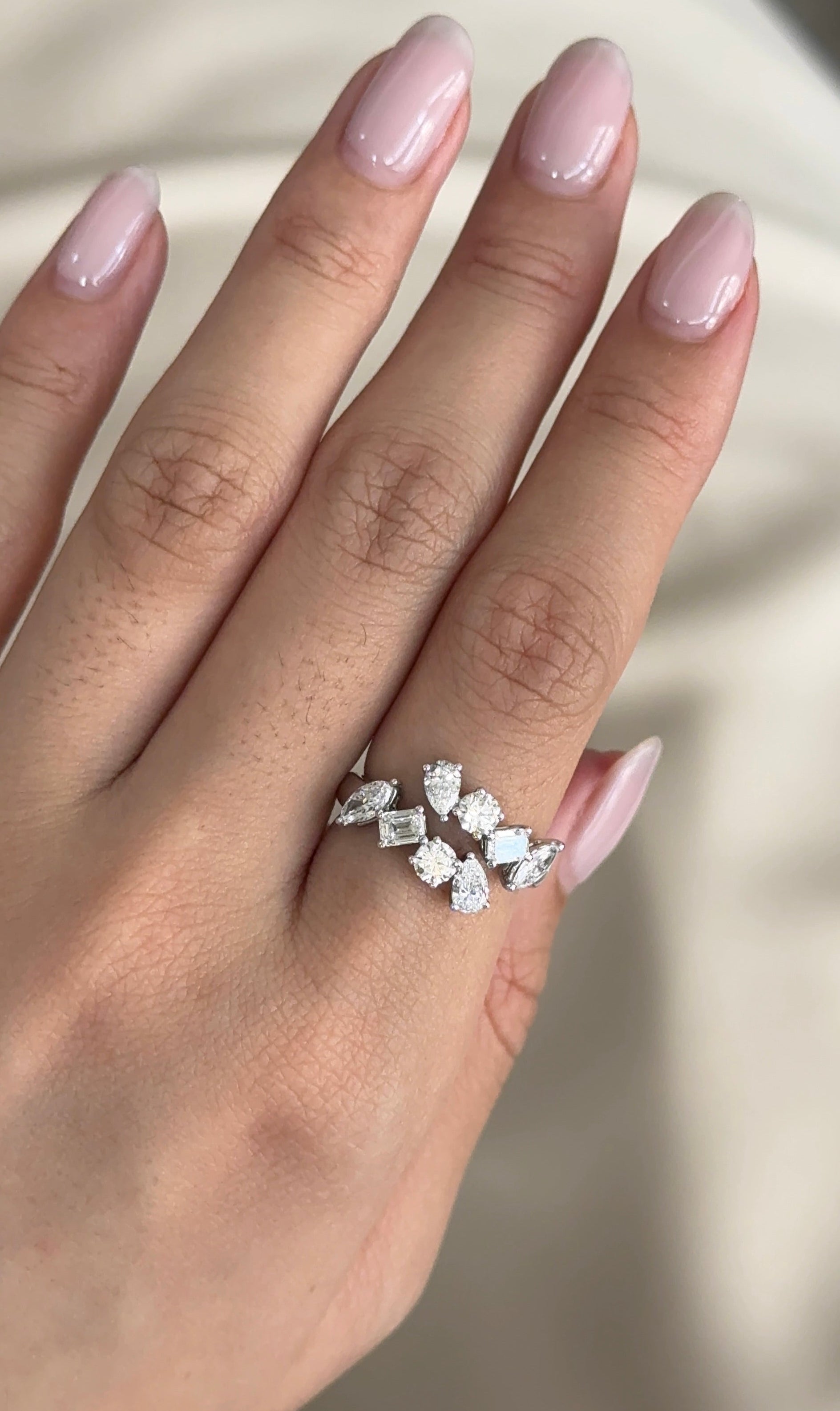 Celeste Mixed Fancy Cut Diamond Open Ring White Gold