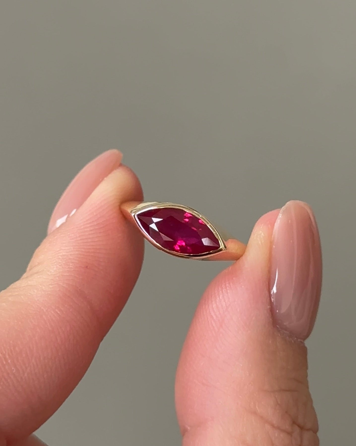 1 carats Marquise Cut Natural Ruby  Bezel  Ring