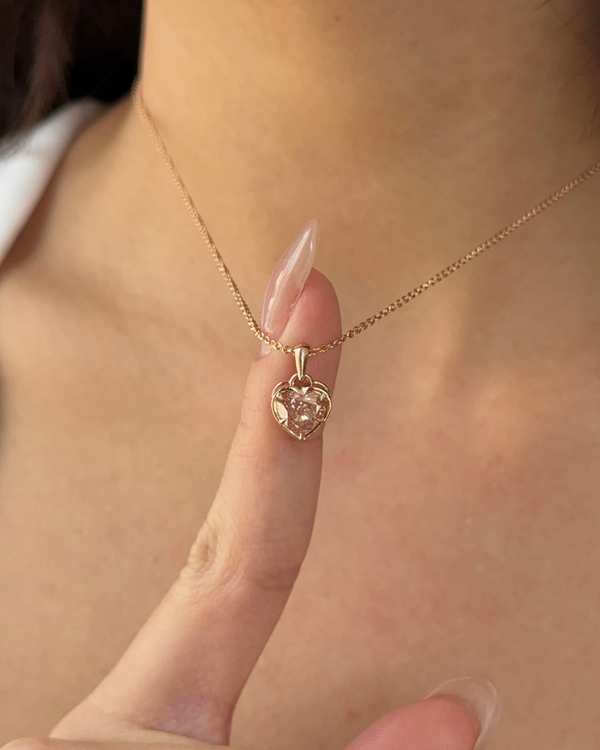 1.5 carats Heart Cut Pink Diamond Bezel Pendant Necklace