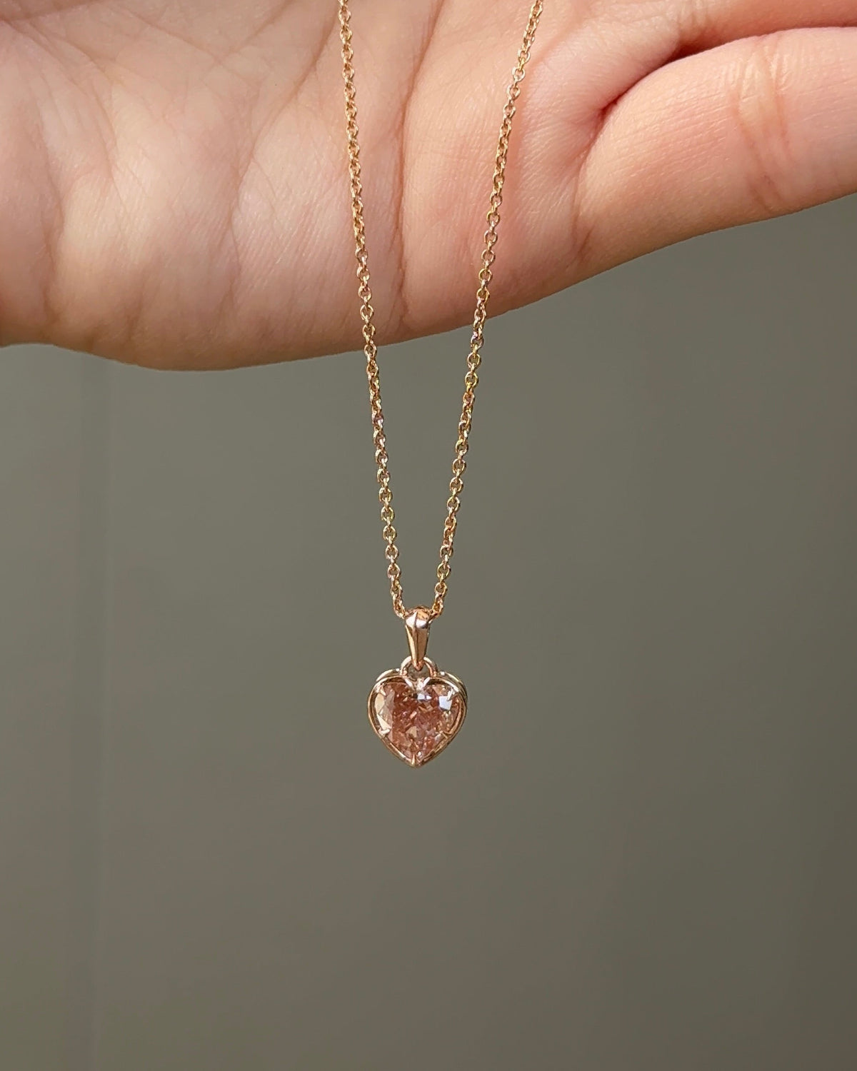1.5 carats Heart Cut Pink Diamond Bezel Pendant Necklace