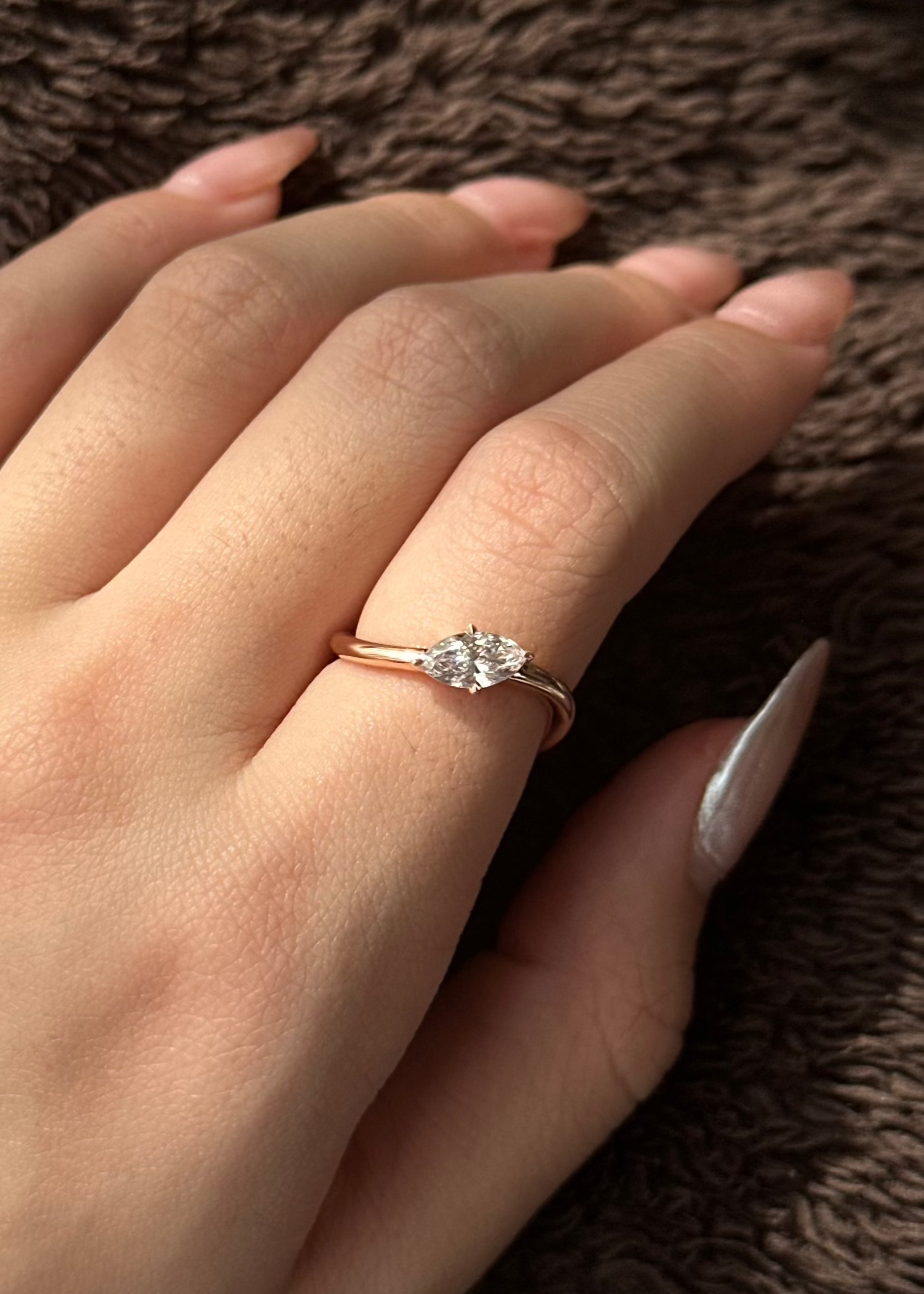 Half Carat Marquise Cut Diamond Curvy Ring
