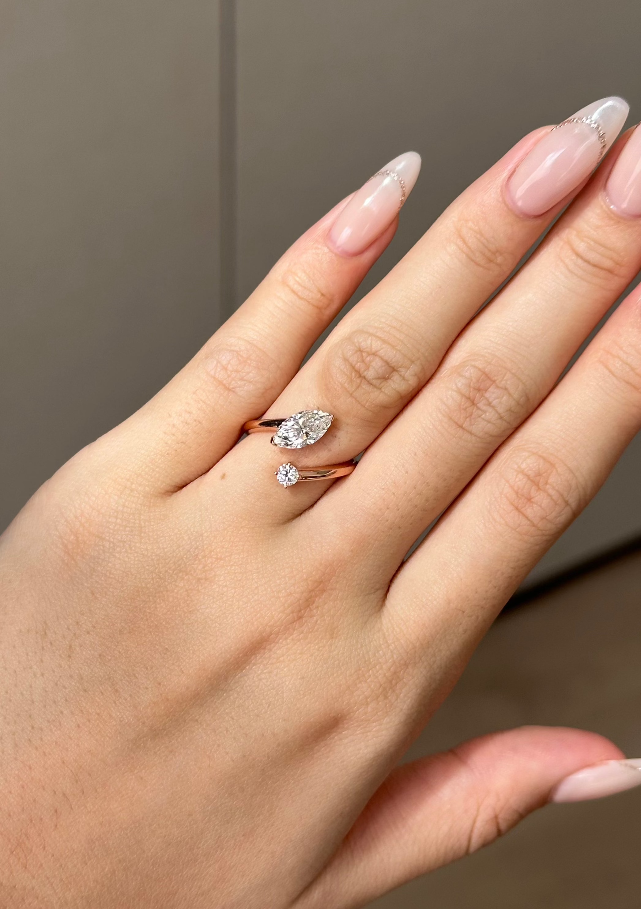 Galaxy Marquise & Round cut Diamond Cuff Ring
