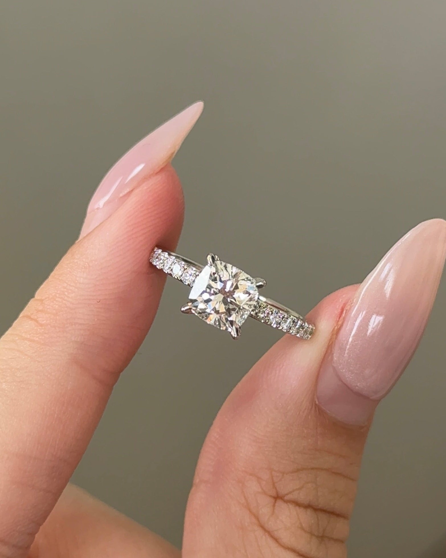 1 carats Cushion Cut Diamond Micro Pave Ring