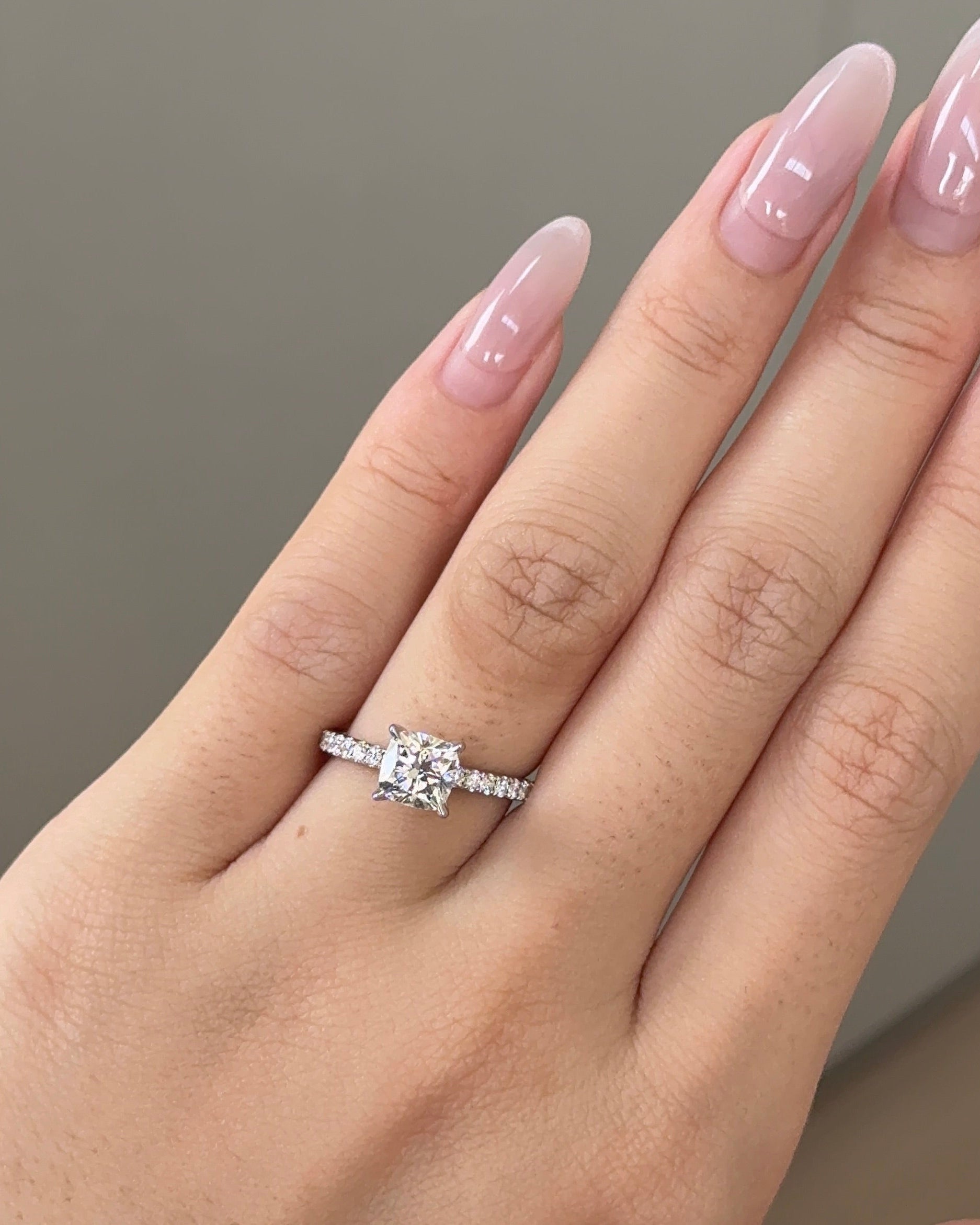 1 carats Cushion Cut Diamond Micro Pave Ring