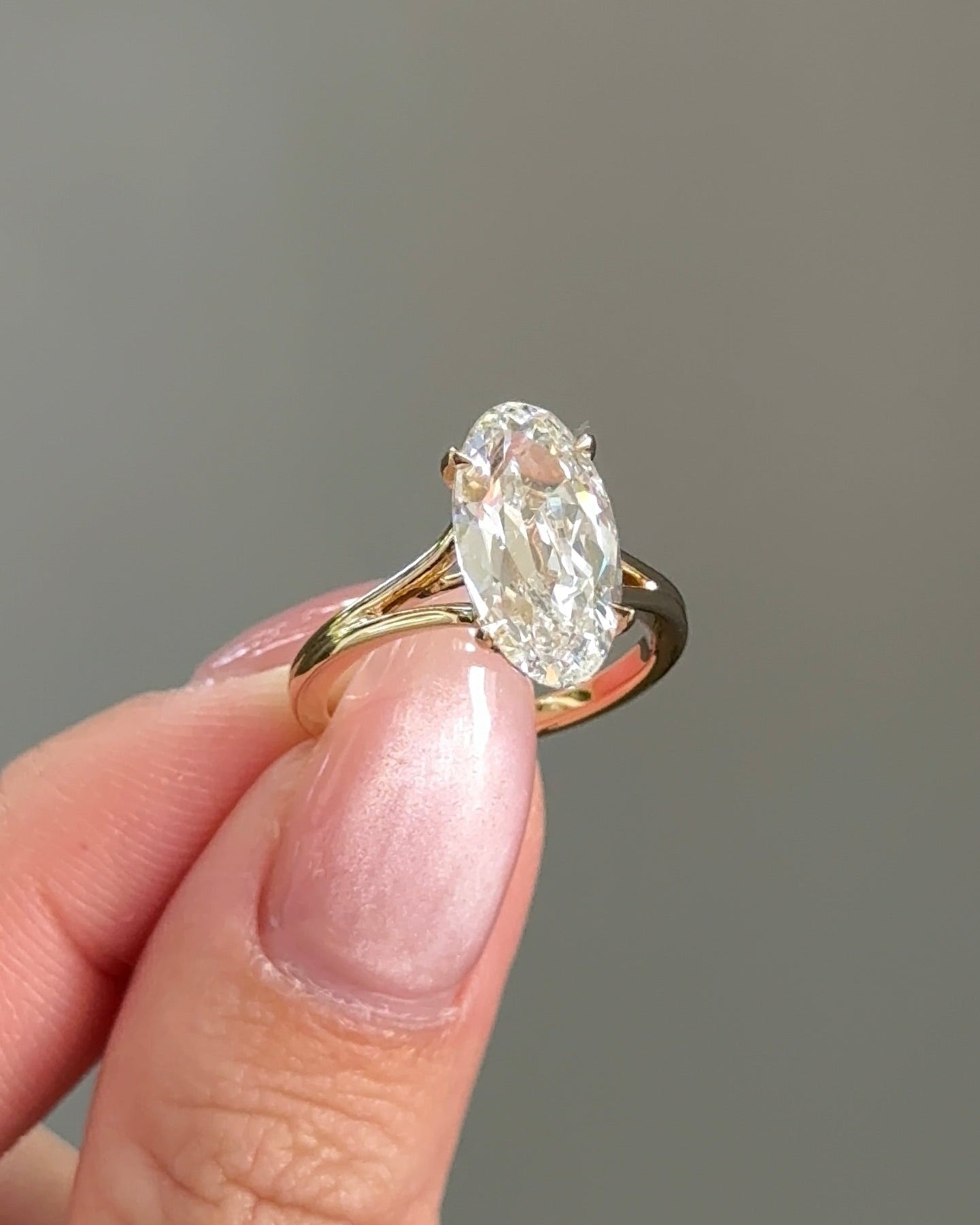 3 carats Antique Moval Cut Diamond Wide Split Shank with Hidden Halo Ring