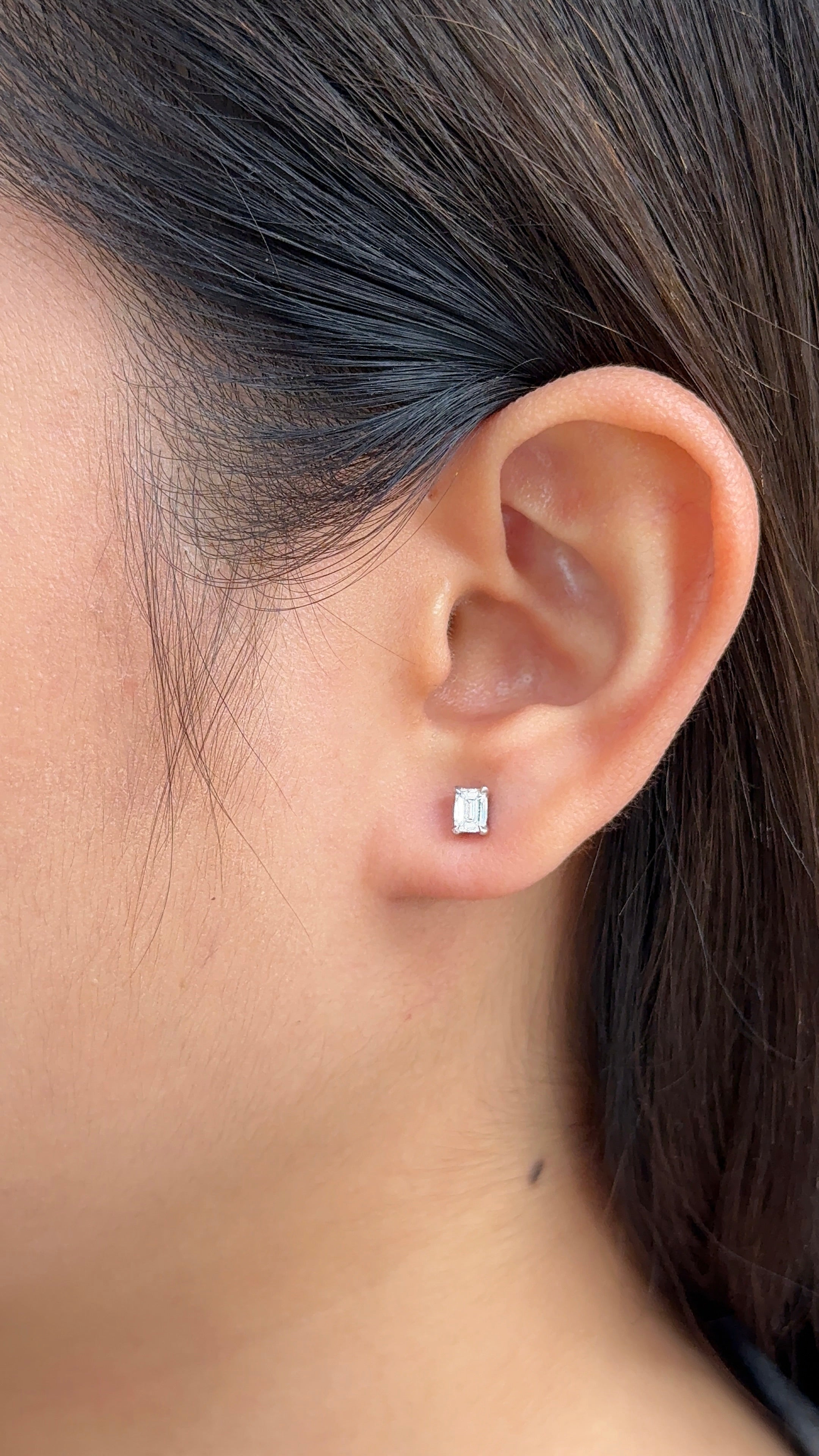 30 Pointer Emerald Cut Diamond Earrings