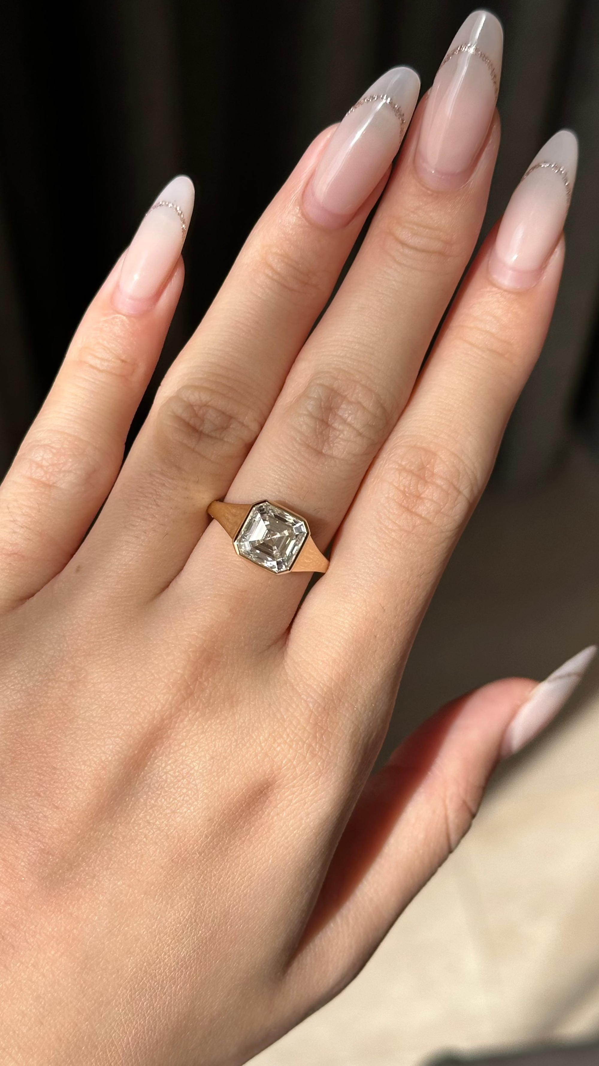 3 carats Asscher Cut Diamond Ring