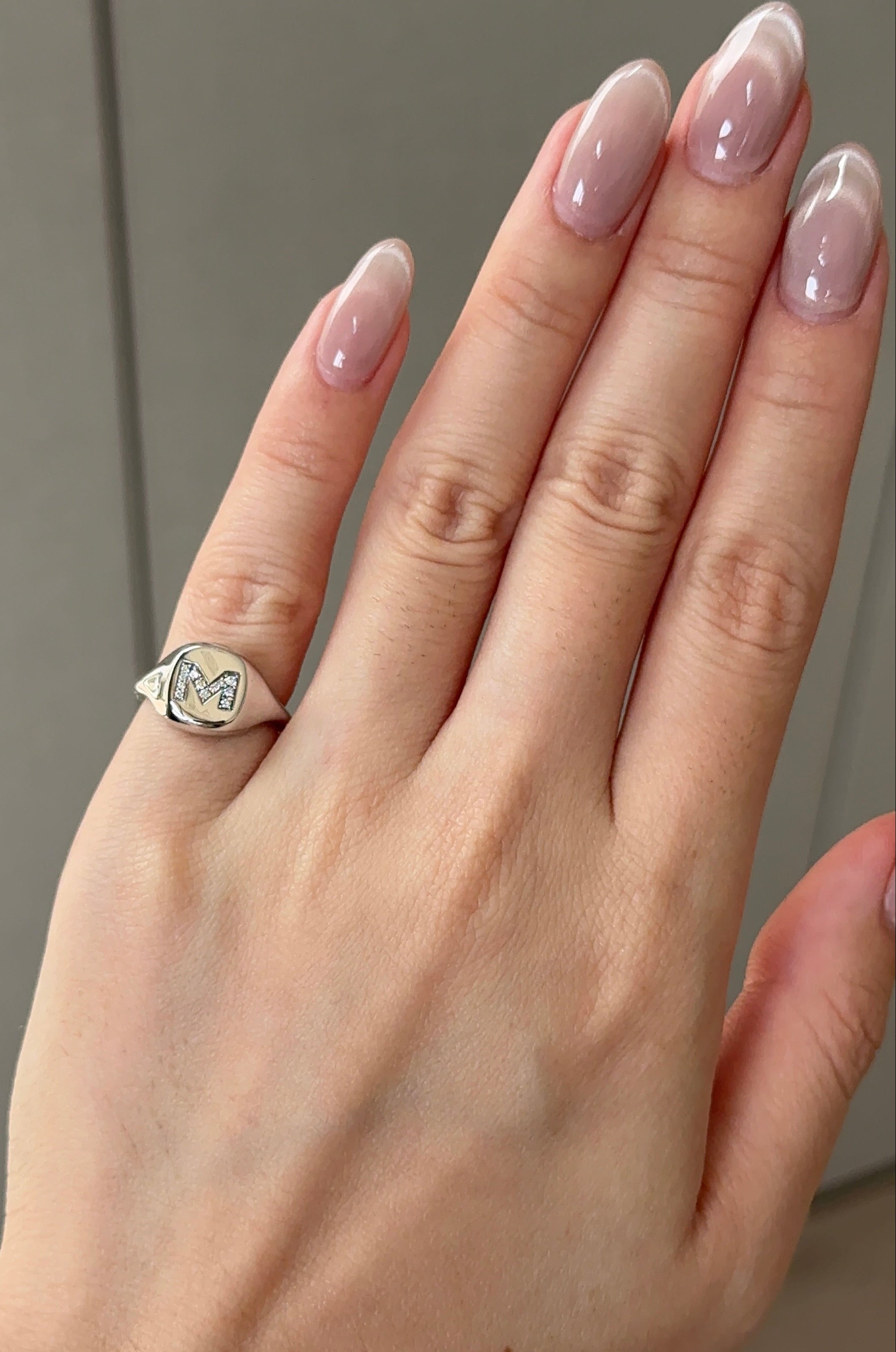 M Signet Diamond Ring