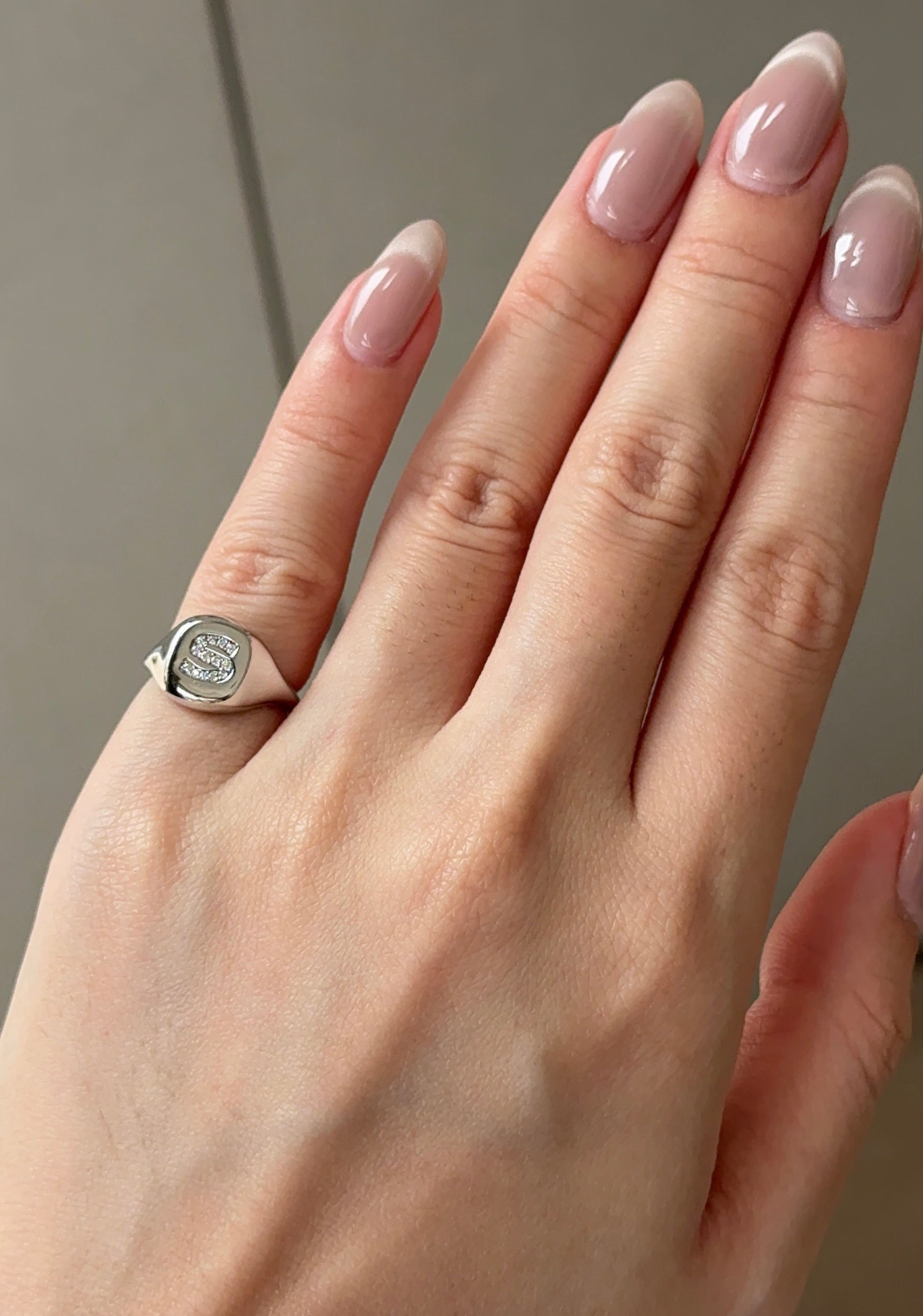 S Signet Diamond Ring