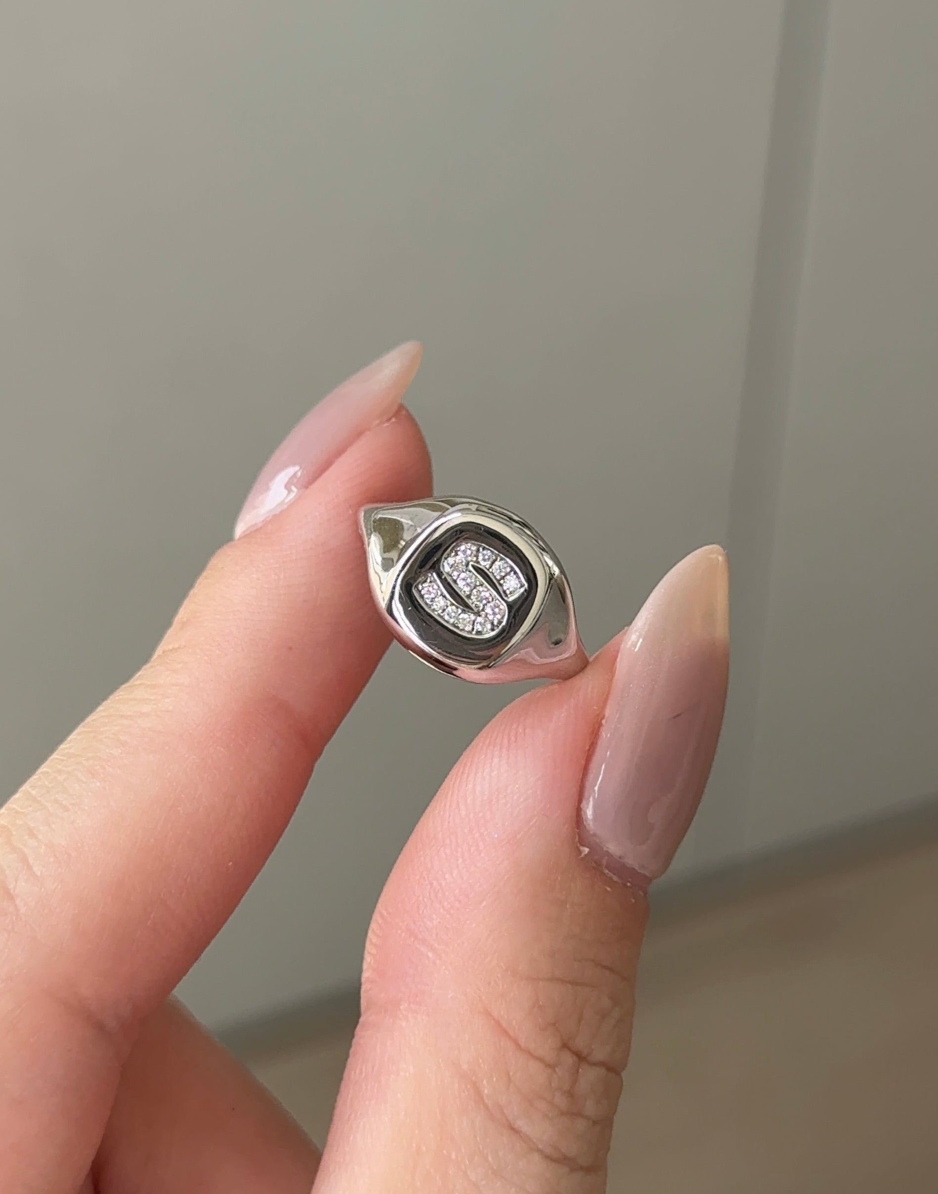 S Signet Diamond Ring