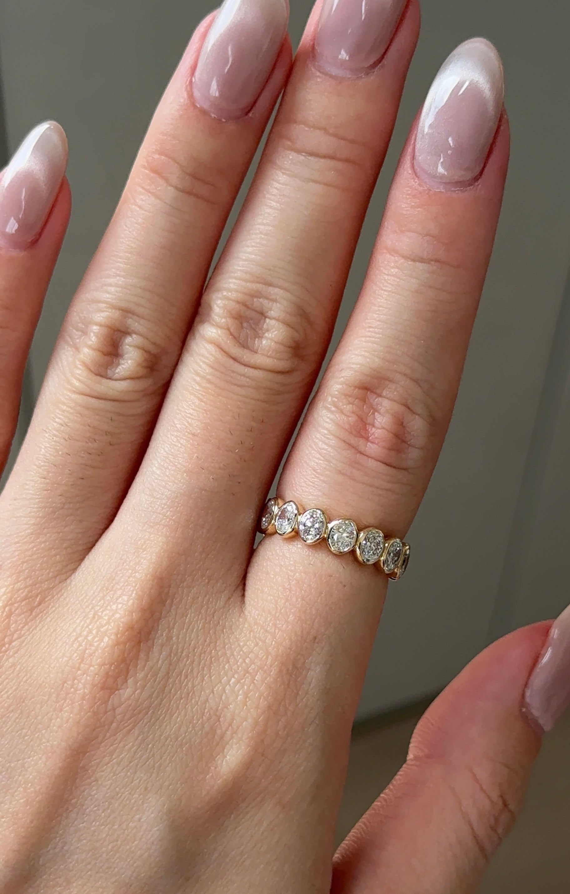 30 pointer Oval Cut Diamond in Bezel Setting Full Eternity Ring
