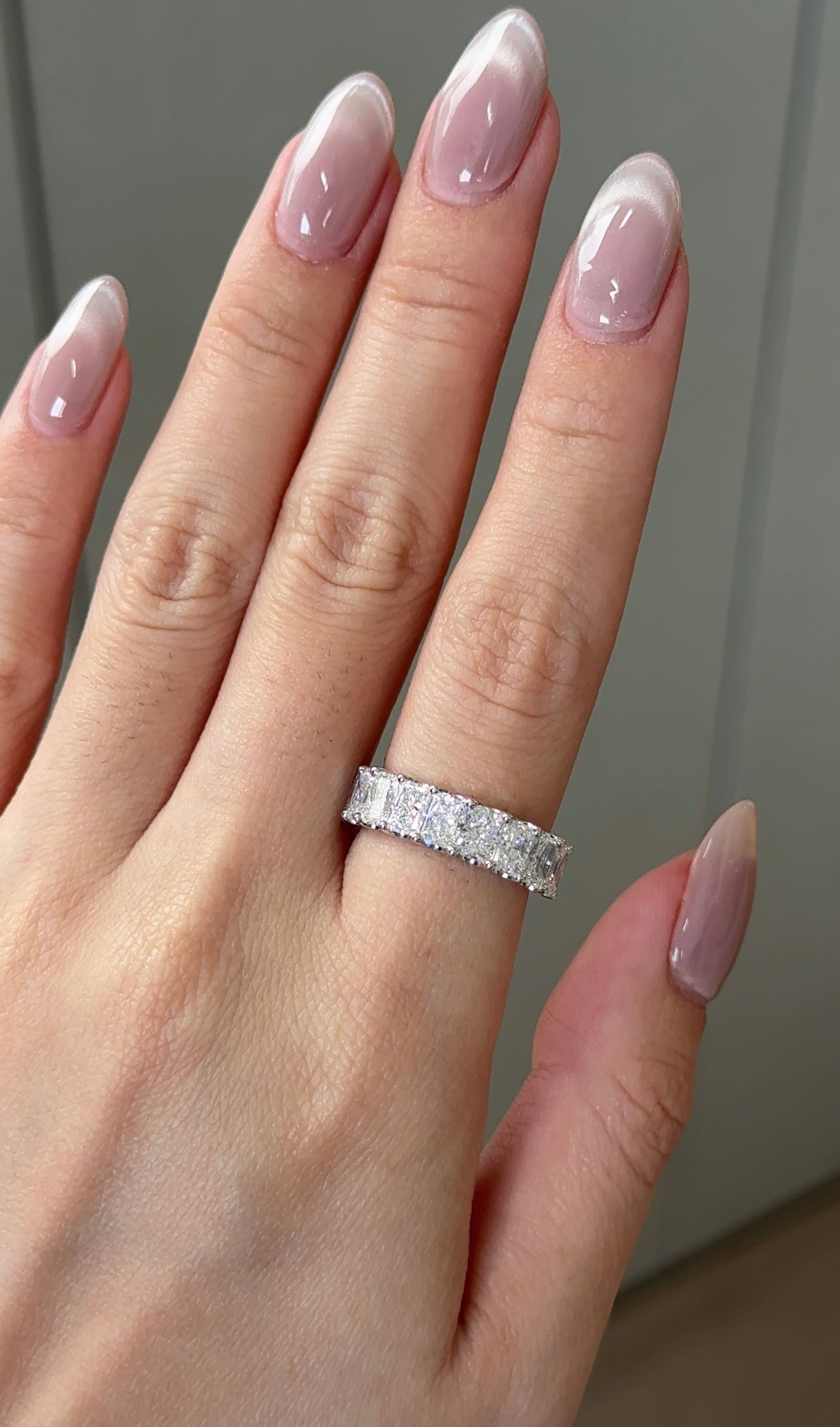 30 Pointer Radiant Cut Diamond  Half Eternity Ring