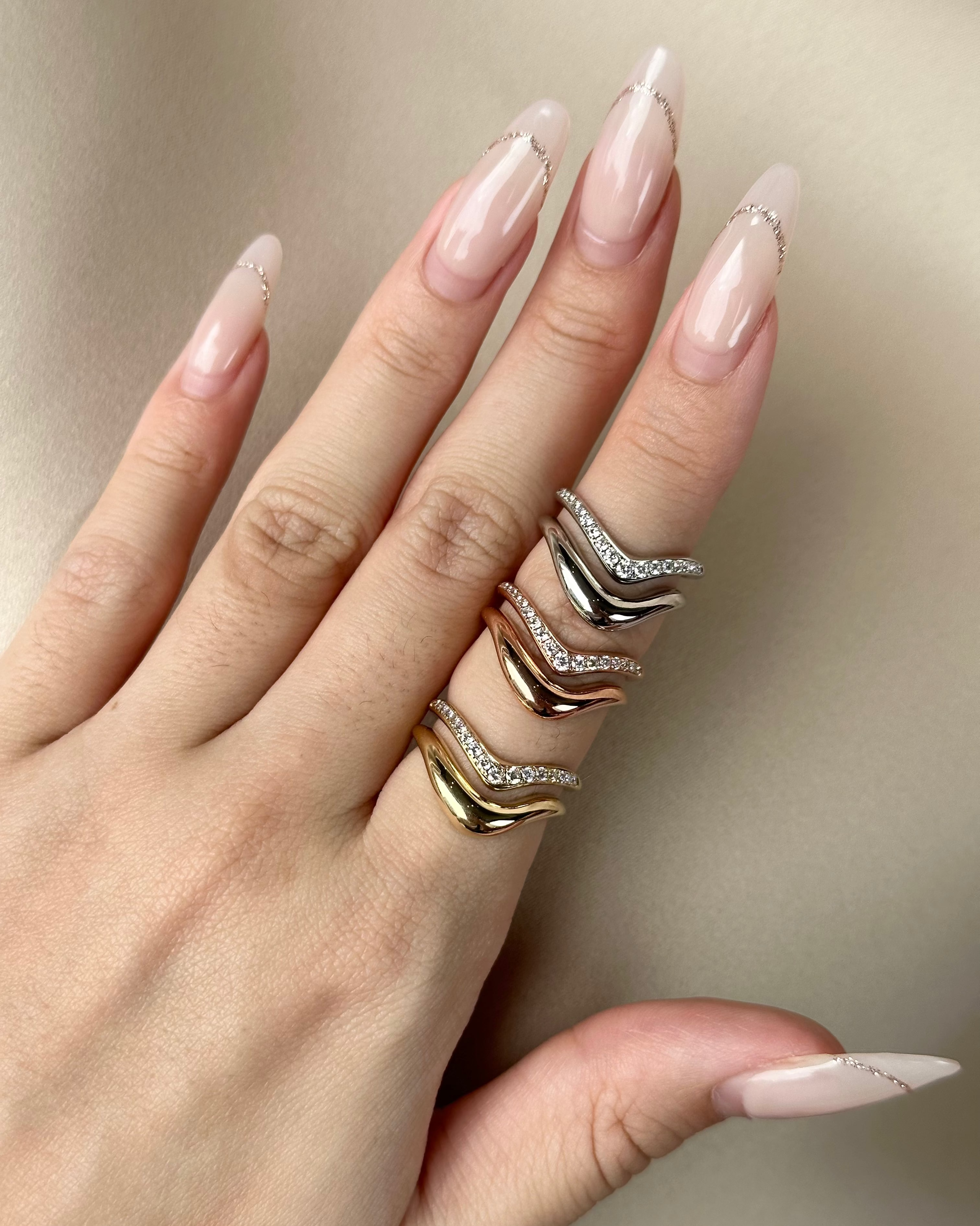 Greek Godness AURORA Dual-Band Pavé Stackable Ring