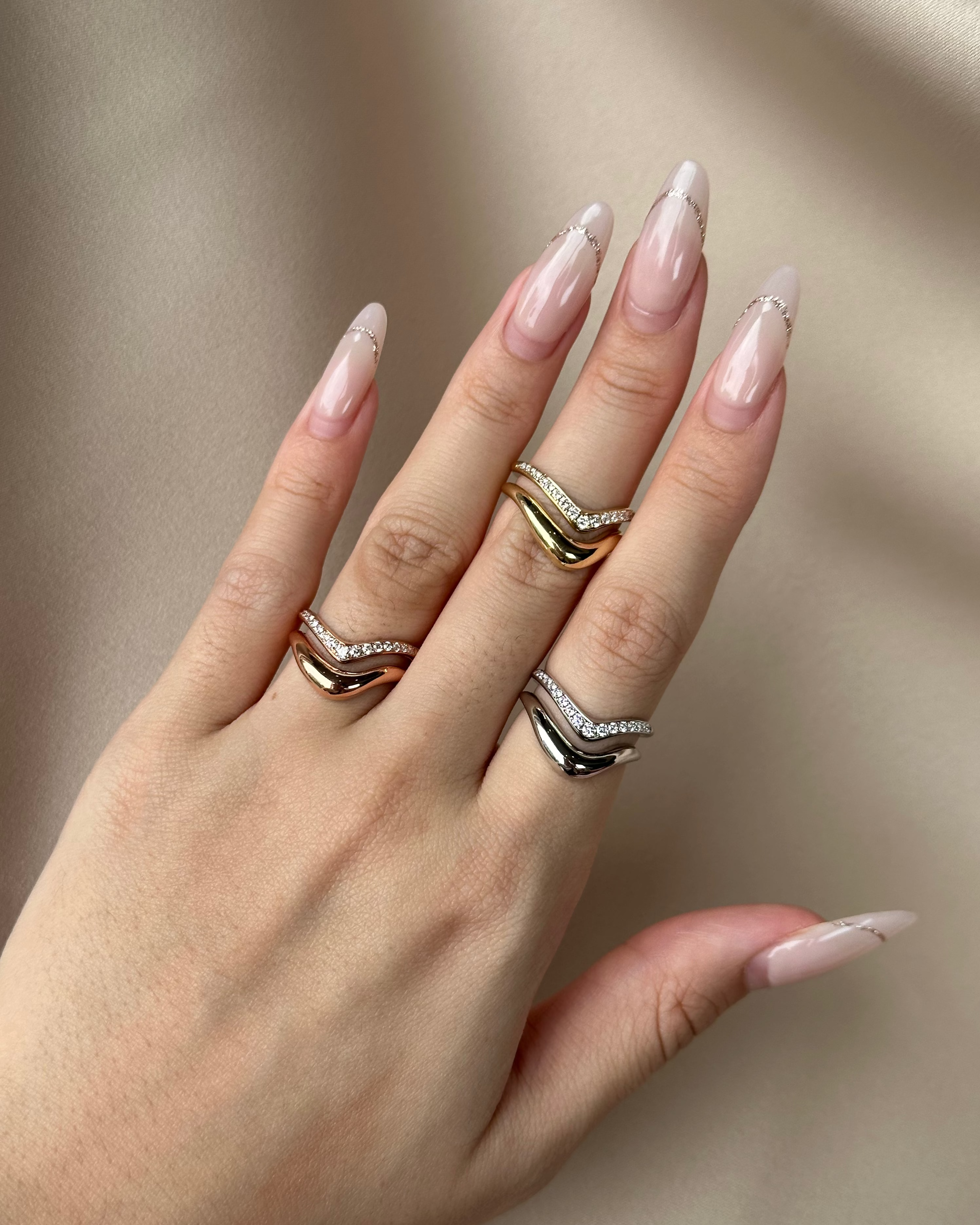 Greek Godness AURORA Dual-Band Pavé Stackable Ring