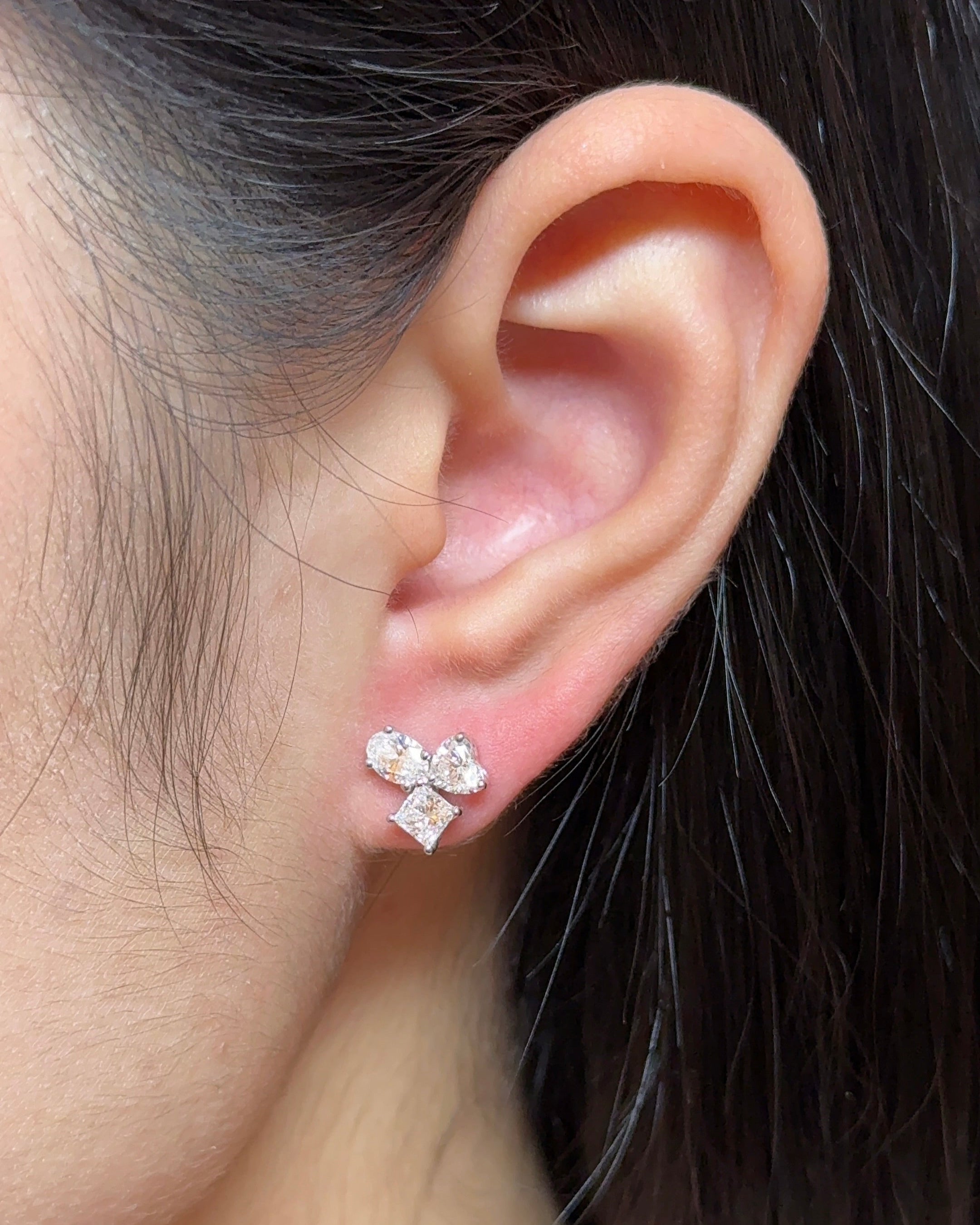 50 Pointer Three Stones Mixed Fancy Cut Diamond Circle Earrings