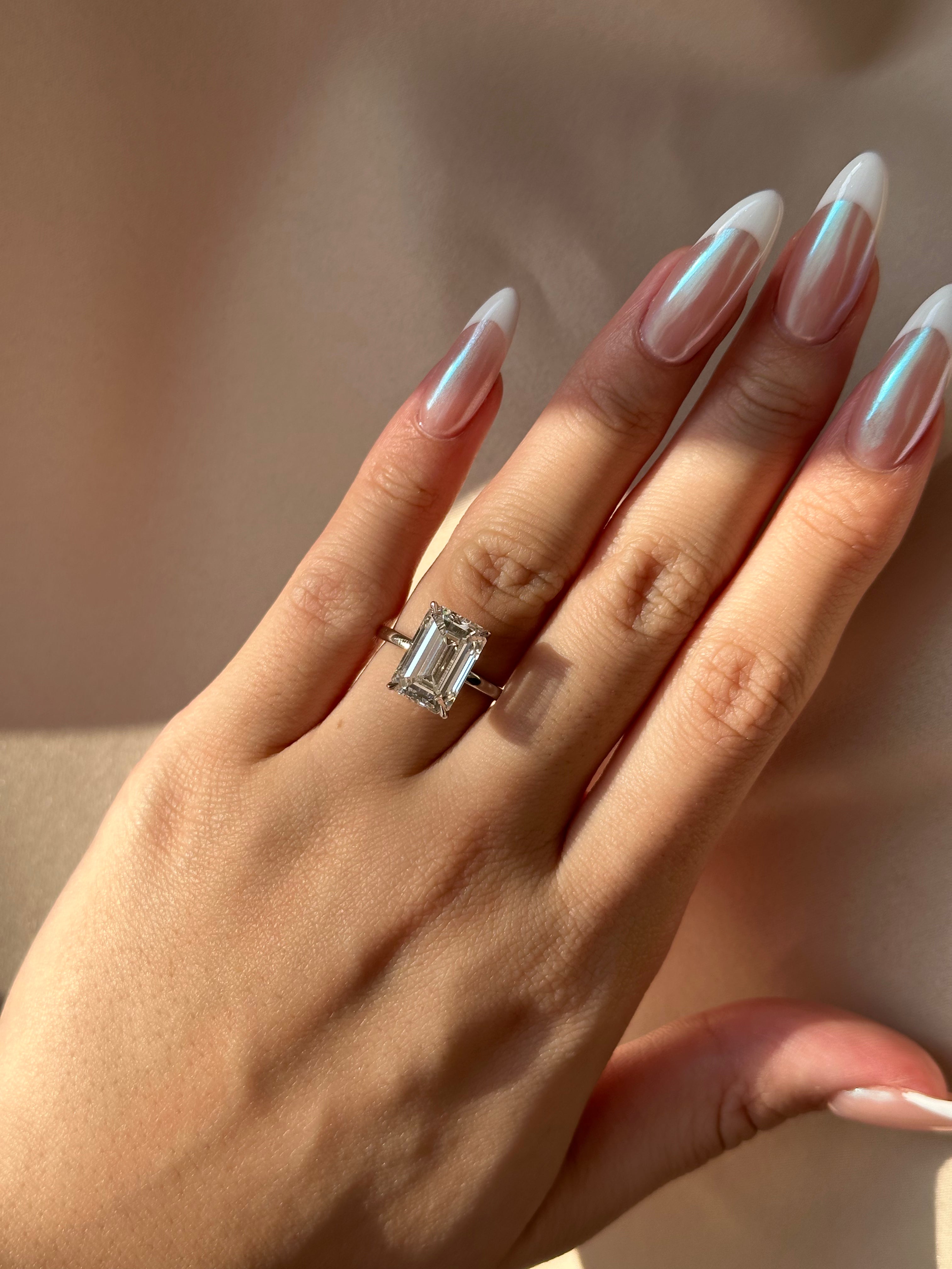 5 Carats Emerald Cut Diamond Solitaire Ring