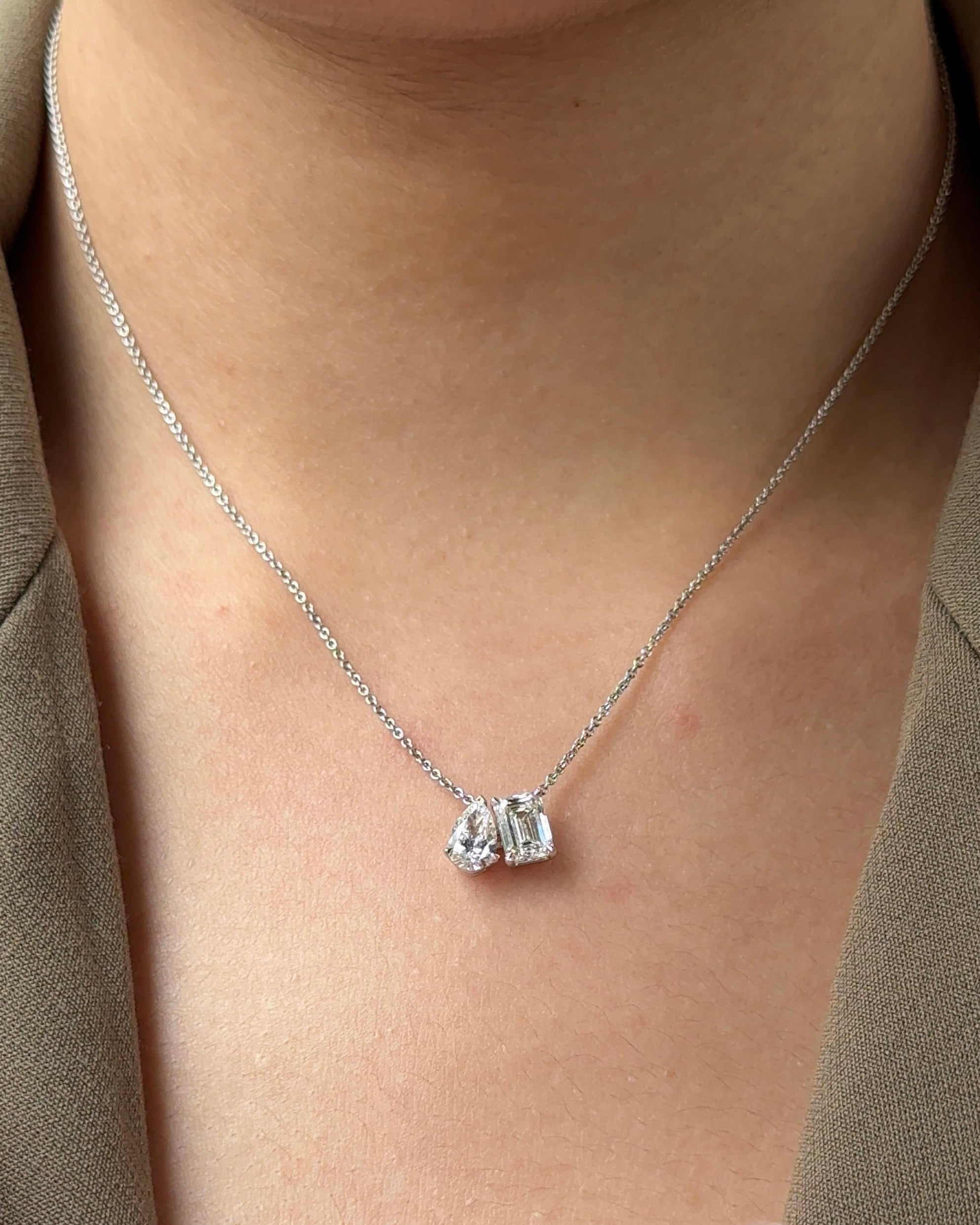 Toi Et Moi cut Diamond Pendant Necklace