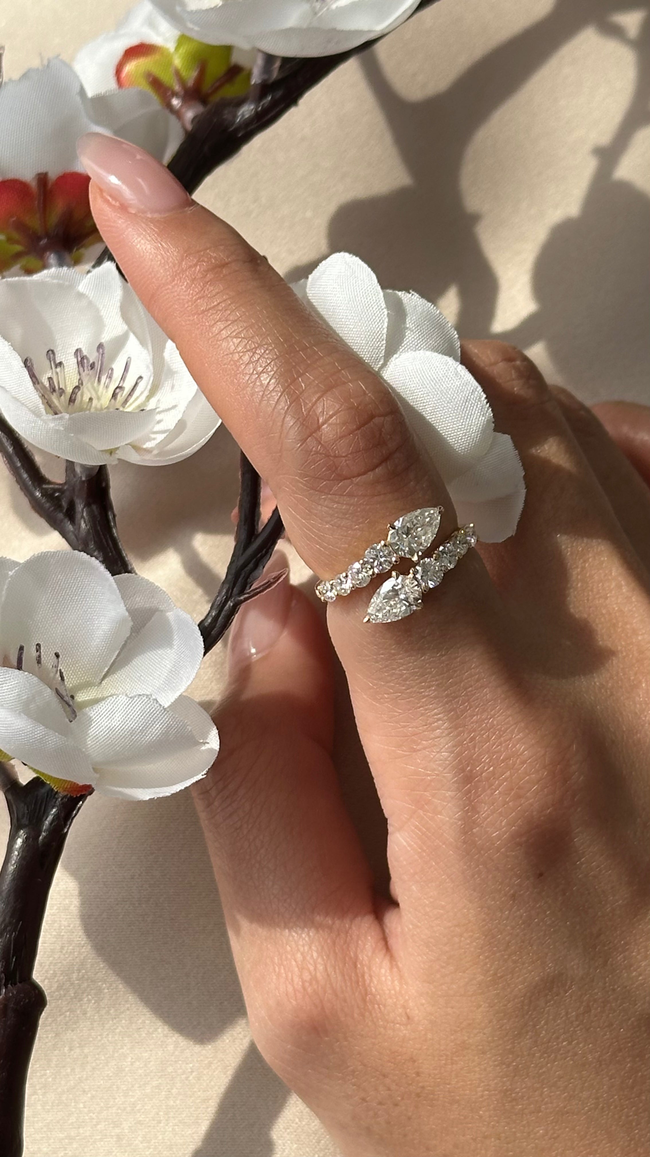 Fang of Fortune Pear cut Diamond Open Ring