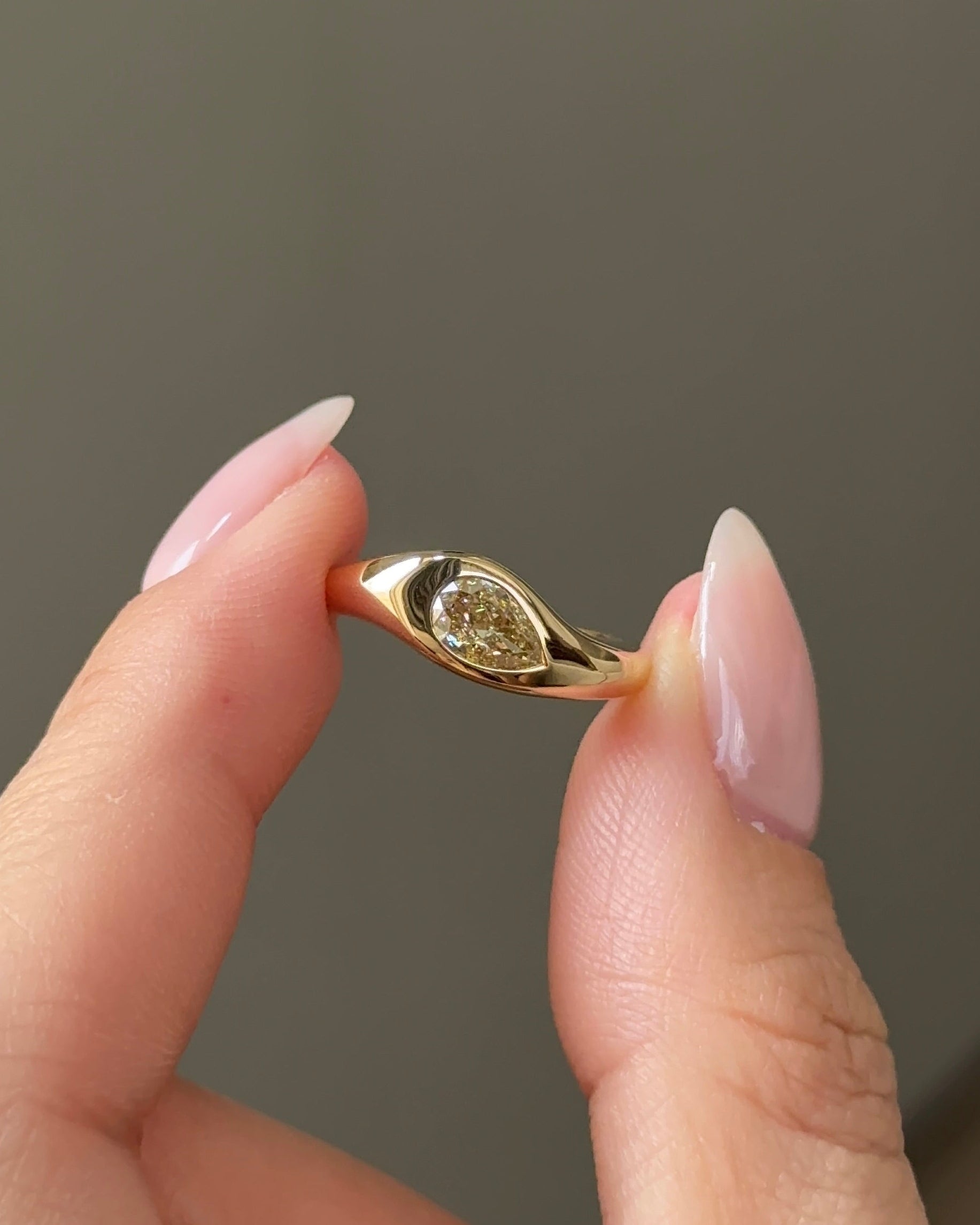 The Reserve 50 Pointer Champagne Pear Cut Diamond Chunky Curvy Pinky Ring