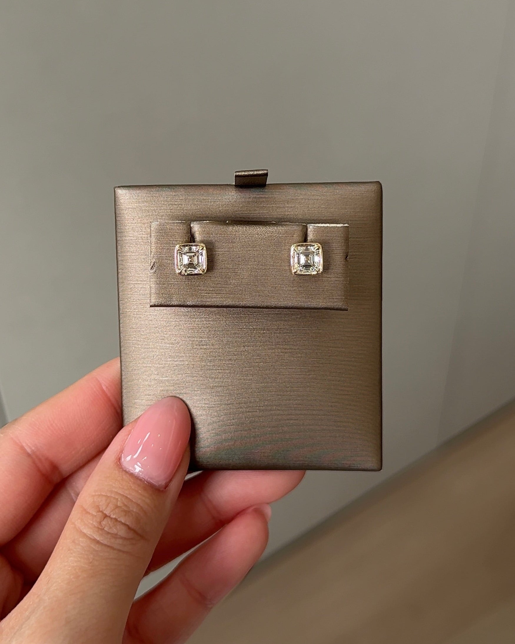 70 Pointer Asscher Diamond Stud Earrings in Bezel XL Setting (with Comfort Fit Backing)