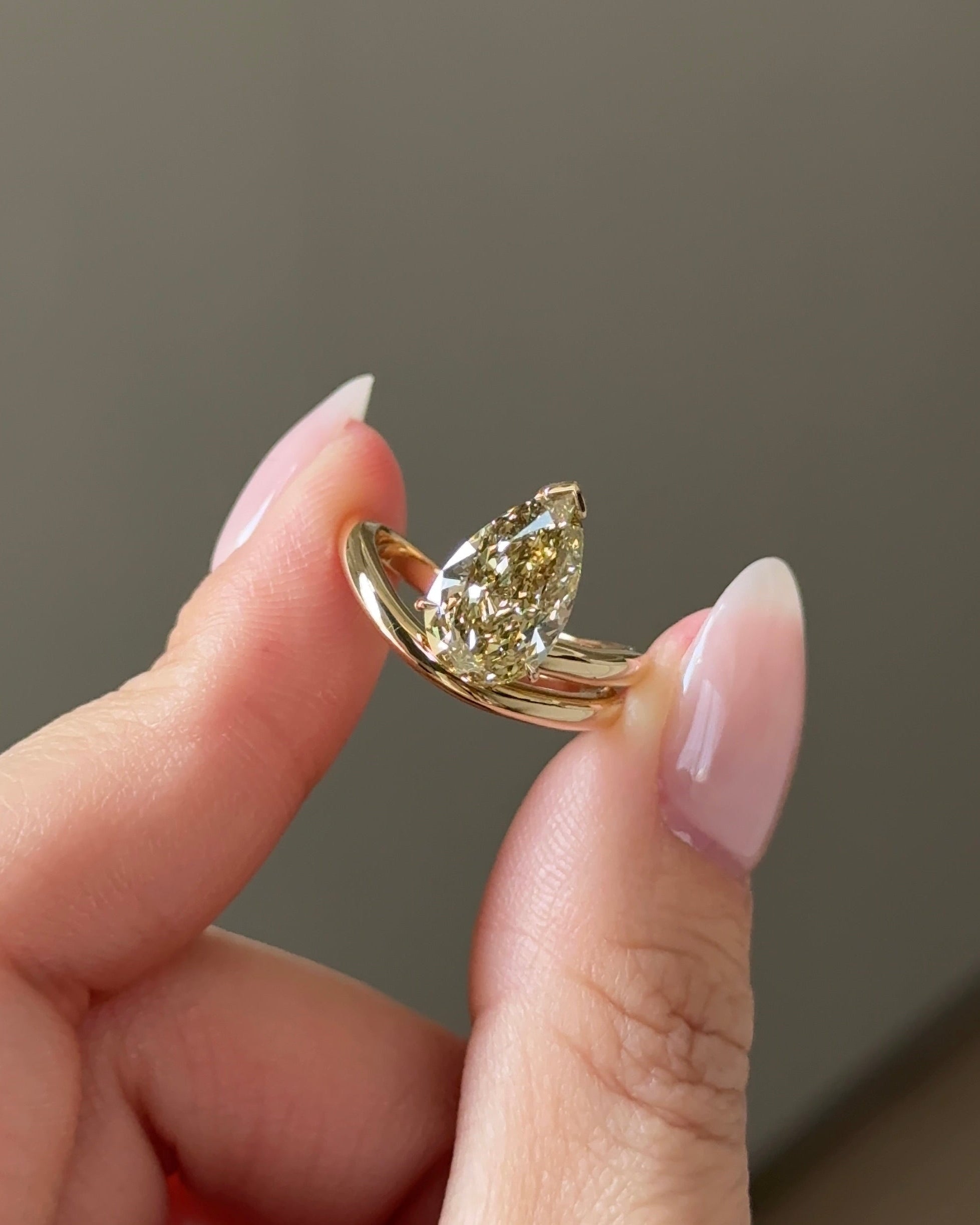 The Reserve 3 Carat Cognac Pear Cut Diamond Spiral Ring