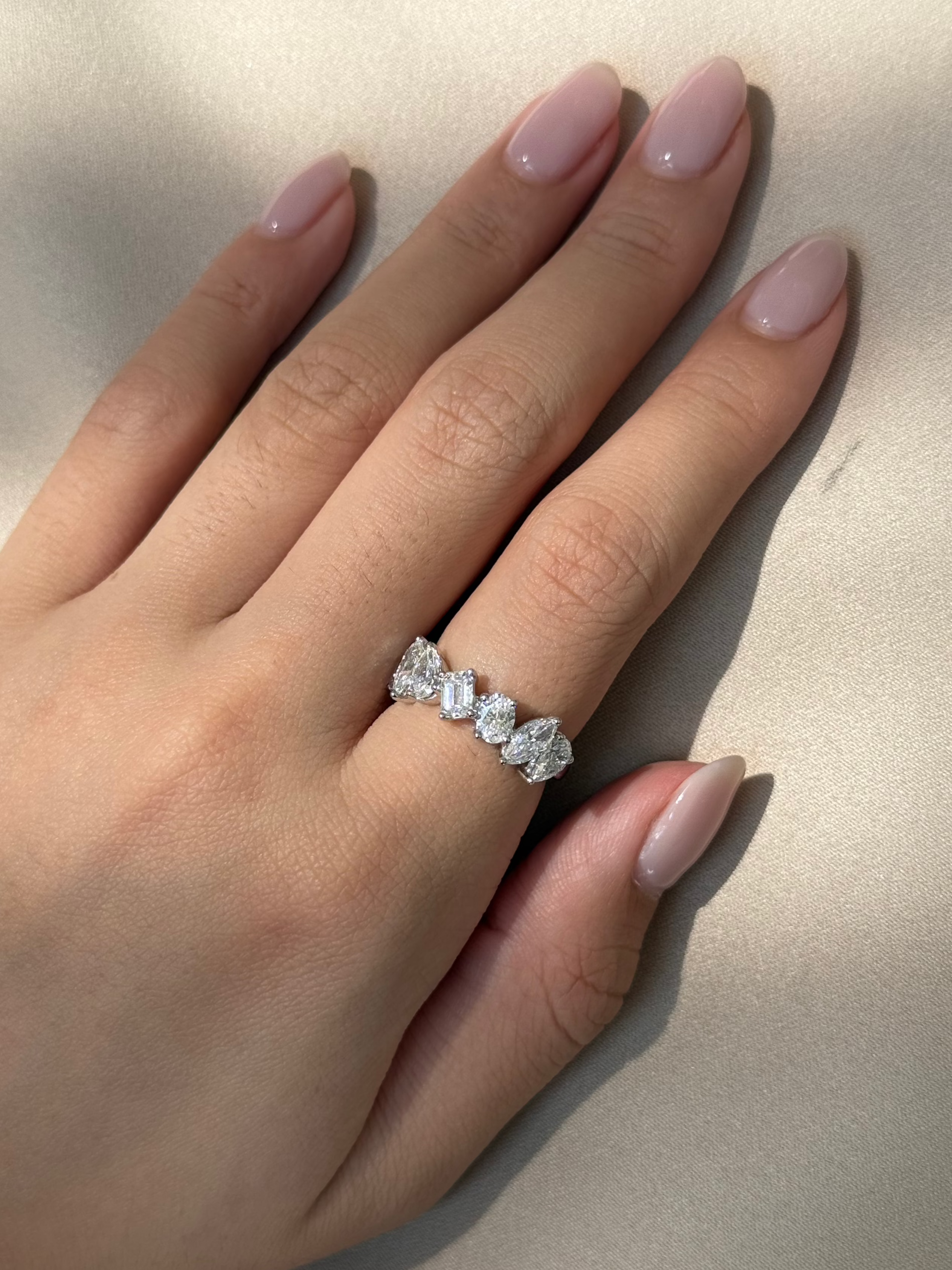 Mixed Fancy Cut Diamond Half Eternity Ring