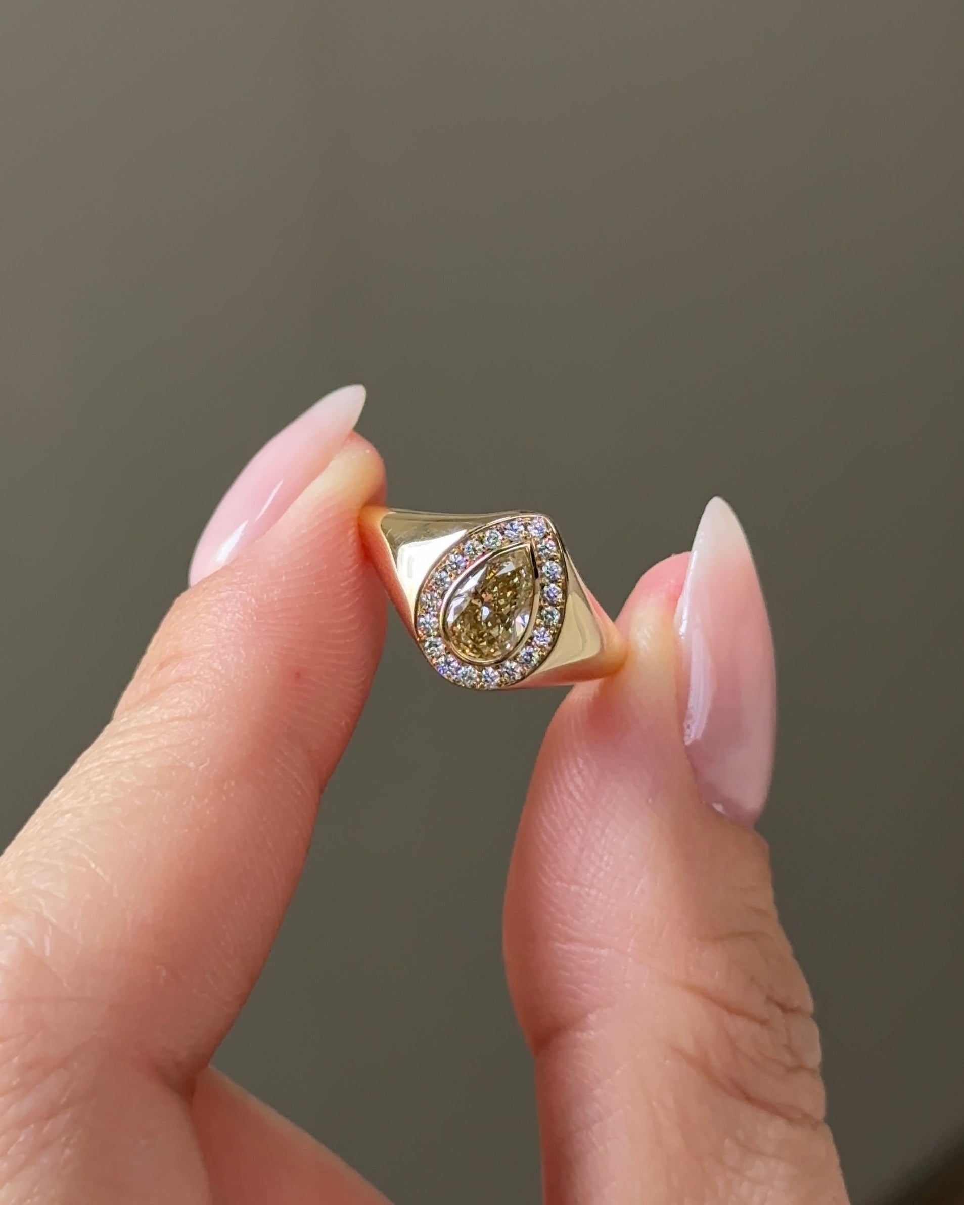 The Reserve 50 Pointer Champagne Pear Cut Diamond Solitaire with Hidden Halo Ring