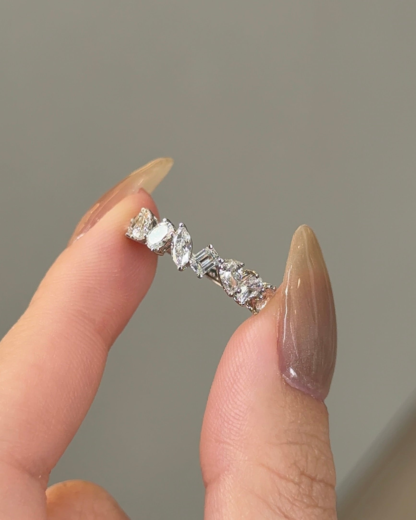 15 pointer Mixed Fancy Cut Diamond Half Eternity Ring