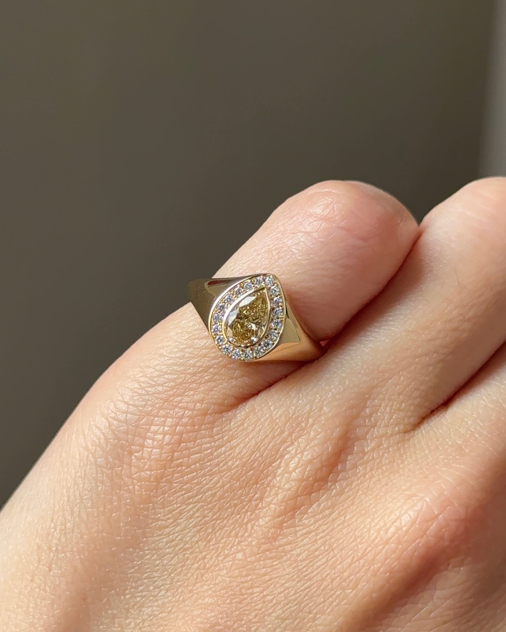 The Reserve 50 Pointer Champagne Pear Cut Diamond Solitaire with Hidden Halo Ring