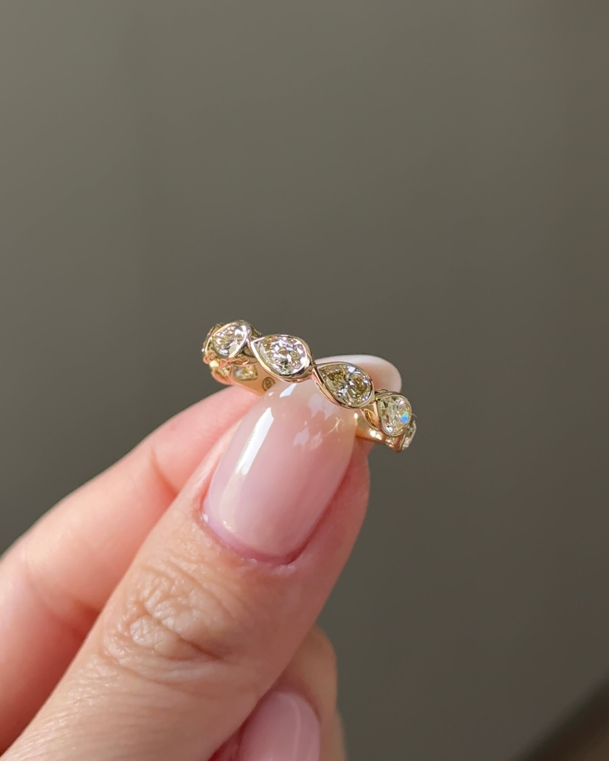 The Reserve 30 Pointer Champagne Pear Cut Diamond with Bezel Half Eternity Ring