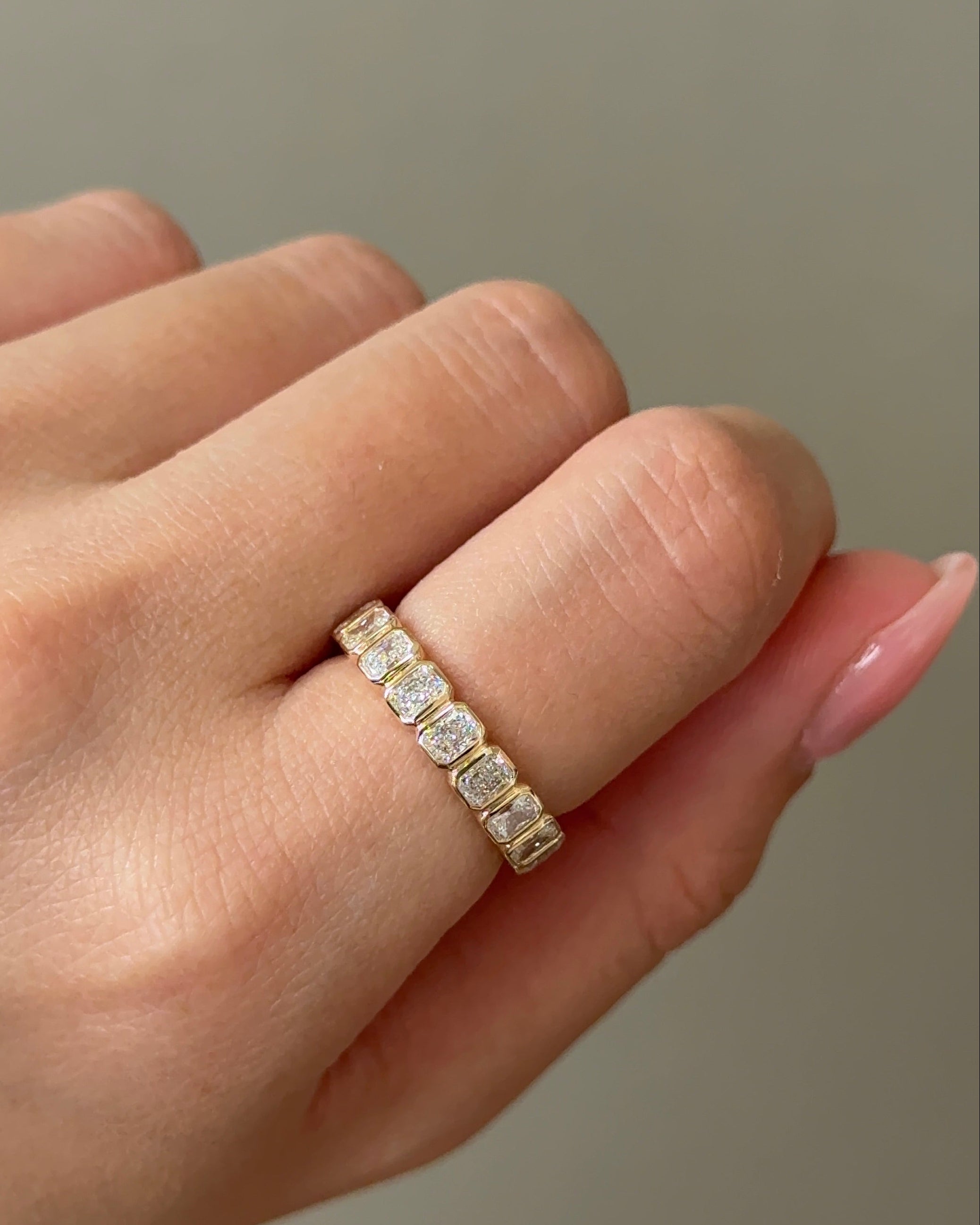 15 Pointer Radiant Cut Diamond  Bezel Half Eternity Ring