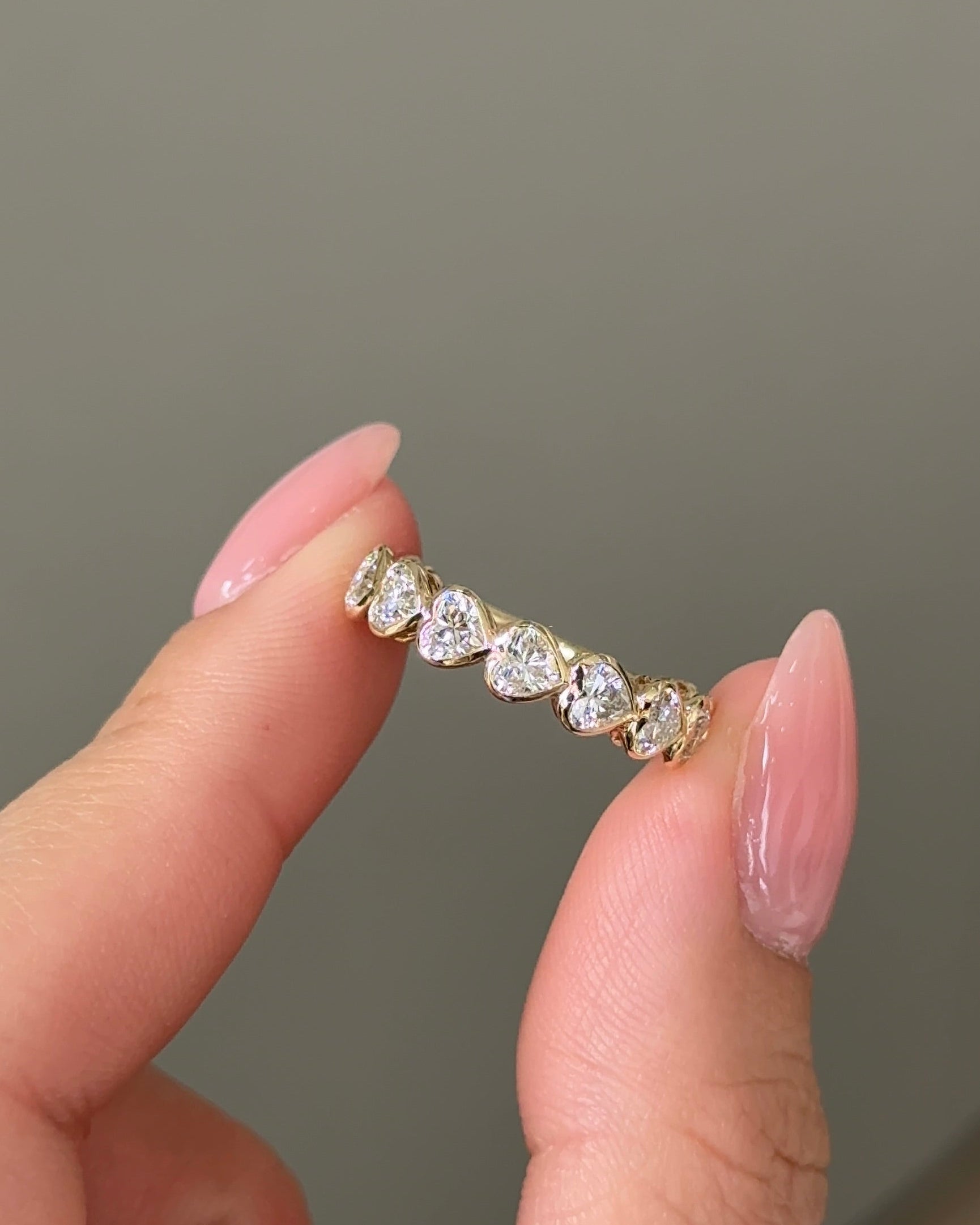 15 Pointer Heart Cut Diamond  Bezel Half Eternity Ring